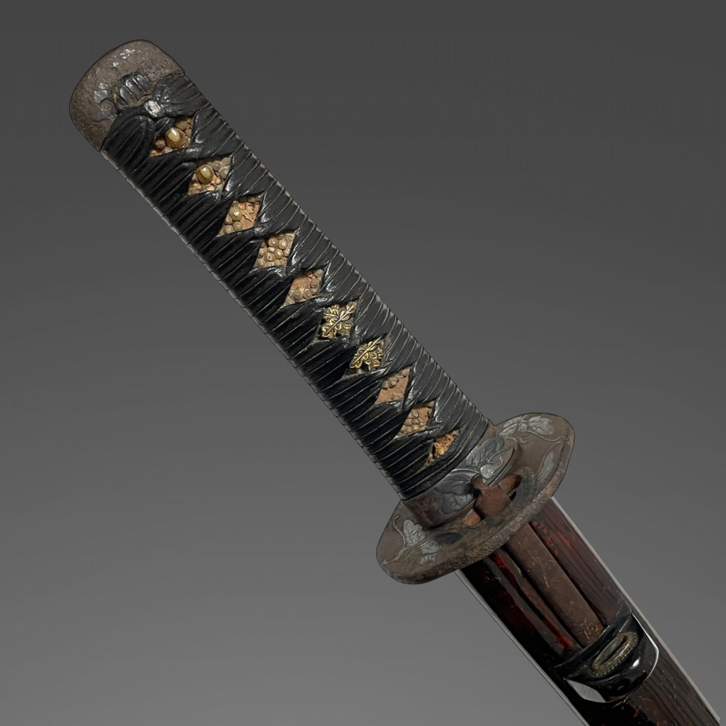 Butterfly Fittings Long Wakizashi, Kozuka Kogai, Rugged Blade, Edo period mumei