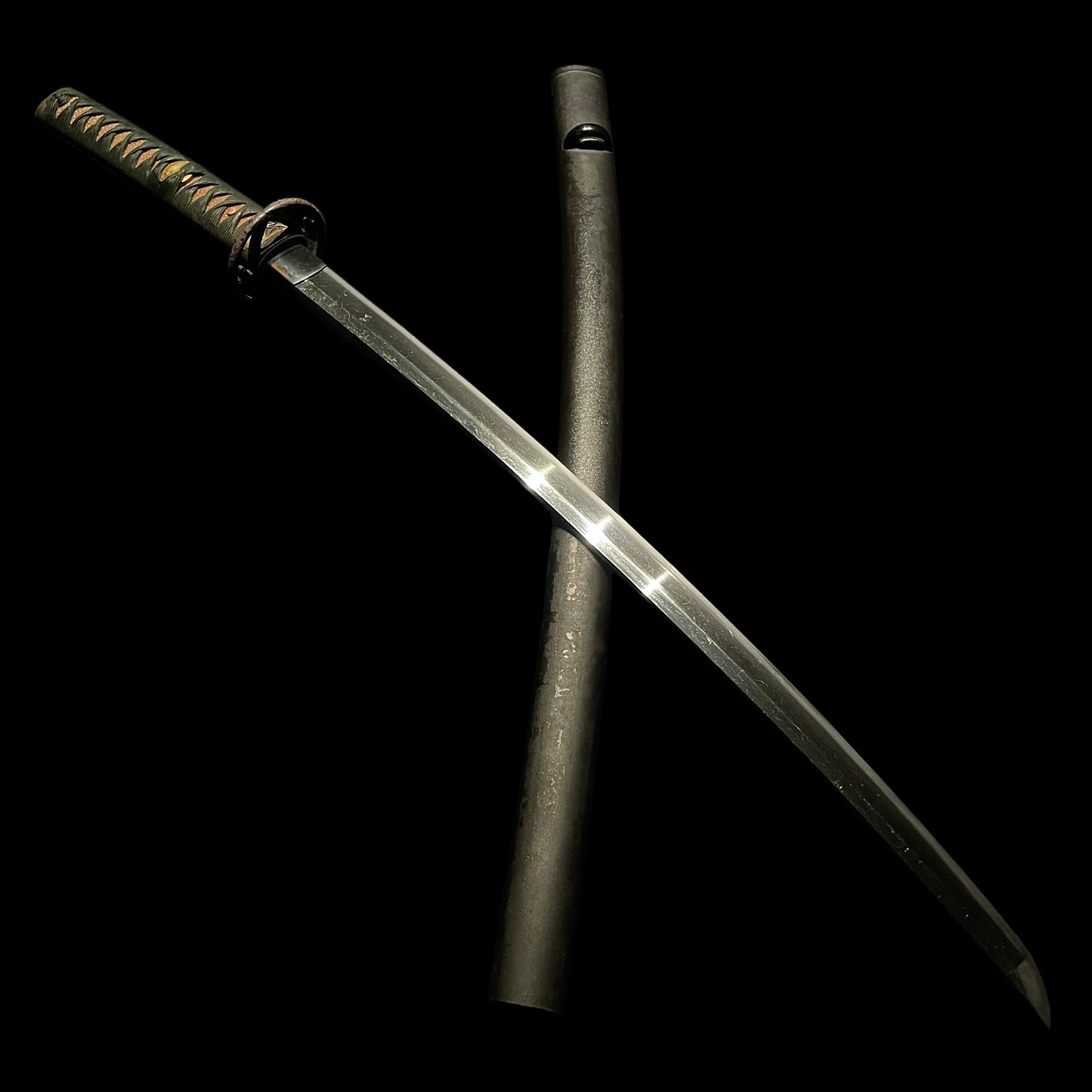 Higonokami Kuniyasu 肥後守国康 signed Long Wakizashi, Waterfowl Brass Fuchikashira, Edo period