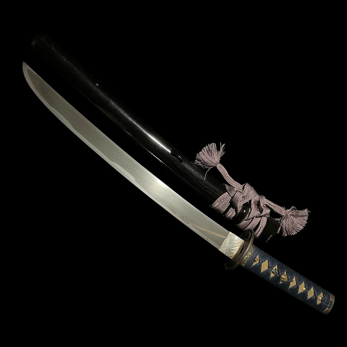 Hirazukuri Wakizashi, Butterflies and peonies Fittings, Enju Nobukatsu signed Kozuka