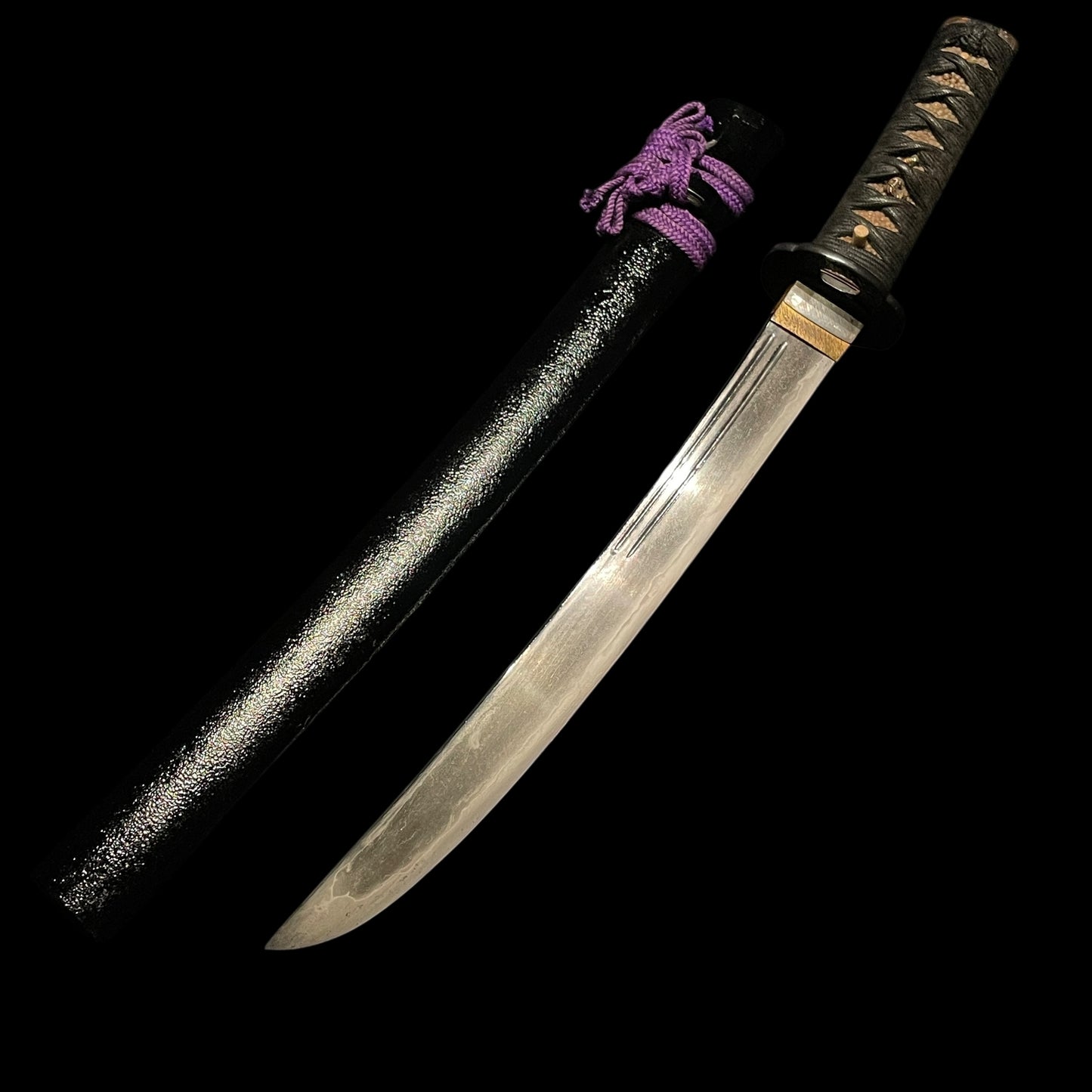 Sunnobi-TANTO 寸延短刀,Kokinko Moth Tsuba, Kabuto Fuchikashira, Edo period