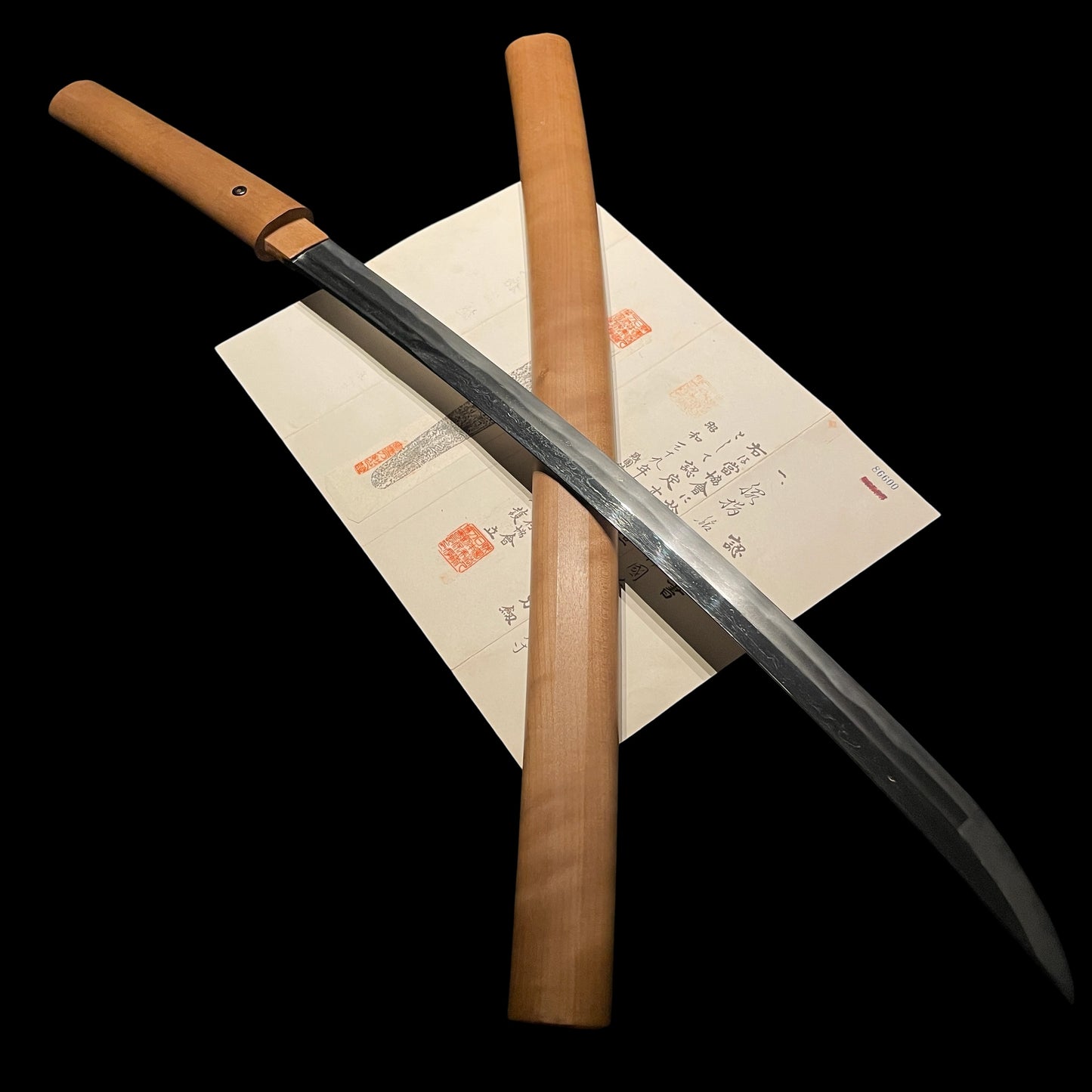NAGAMAKI NAOSHI ZUKURI 長巻直造 Wakizashi, Ookissaki 大切先, Echizenkoku Kanetane 越前国兼植 signed