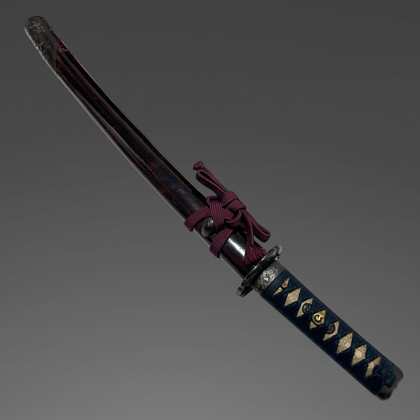 High-grade fittings Wakizashi, Tanshuju Nobuyuki signed Tsuba, Edo period mumei