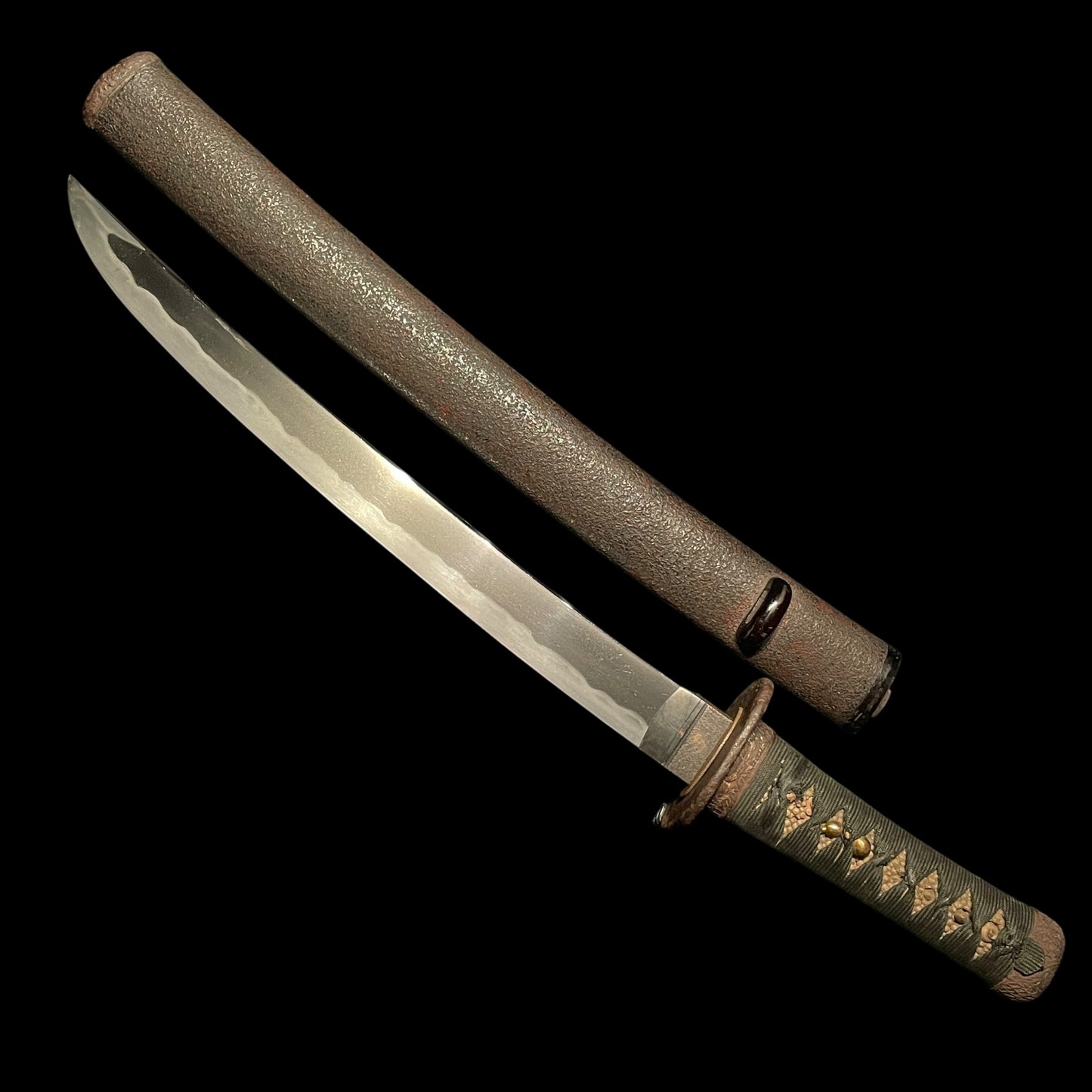 Sunnnobi-TANTO 寸延短刀, Puppy Tsuba and Tiger Kozuka, Late Edo period mumei