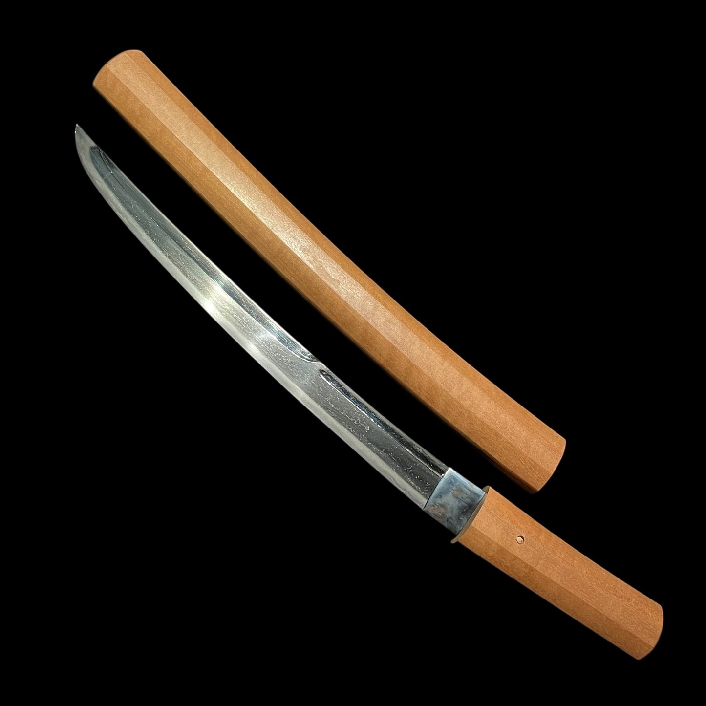 Rare style Unokubi-Zuukri 鵜首造 WAKIZASHI, Masame-Hada 柾目肌, Edo period mumei