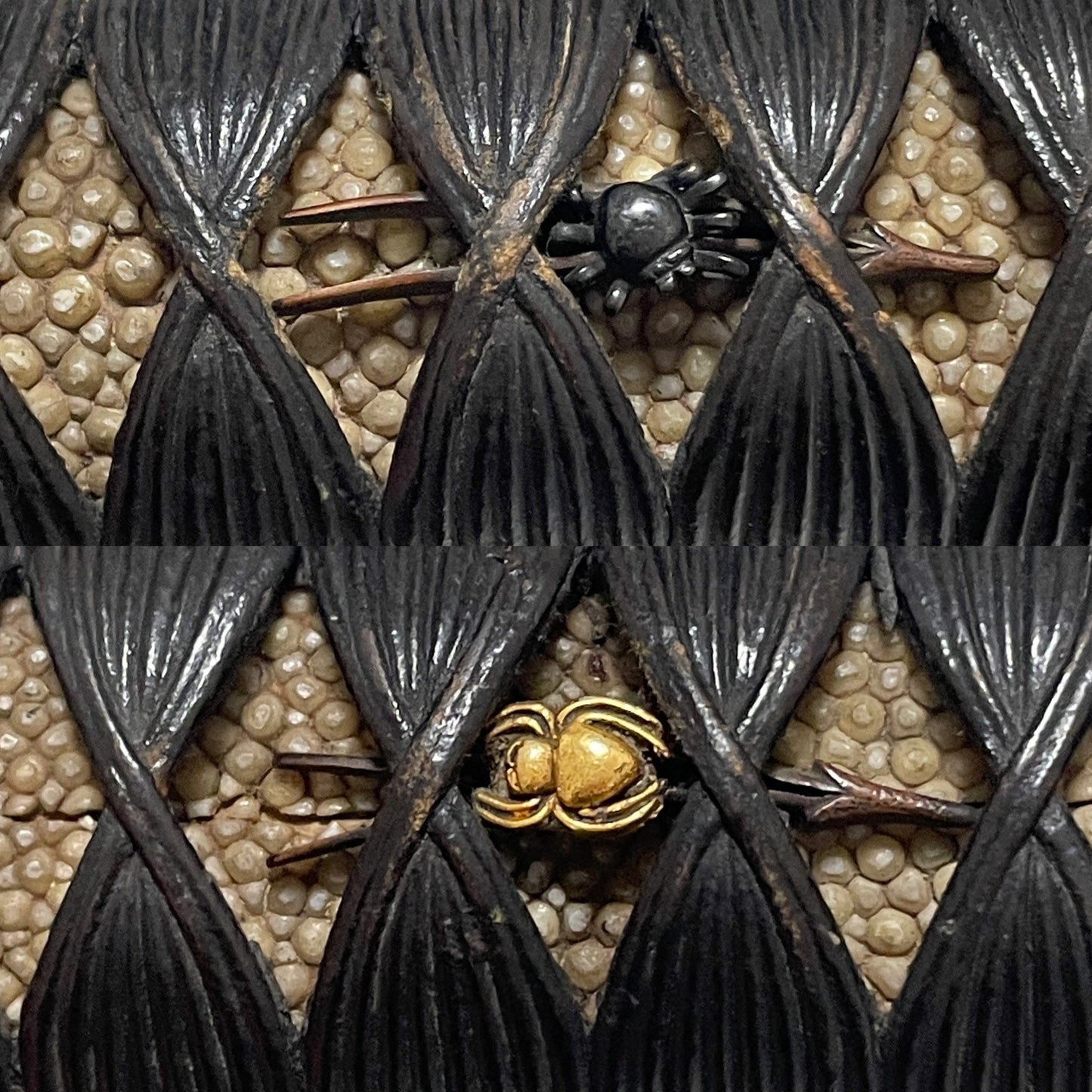 High-grade Fittings WAKIZASHI, Spider Menuki, Owl Fuchi, Edo period mumei