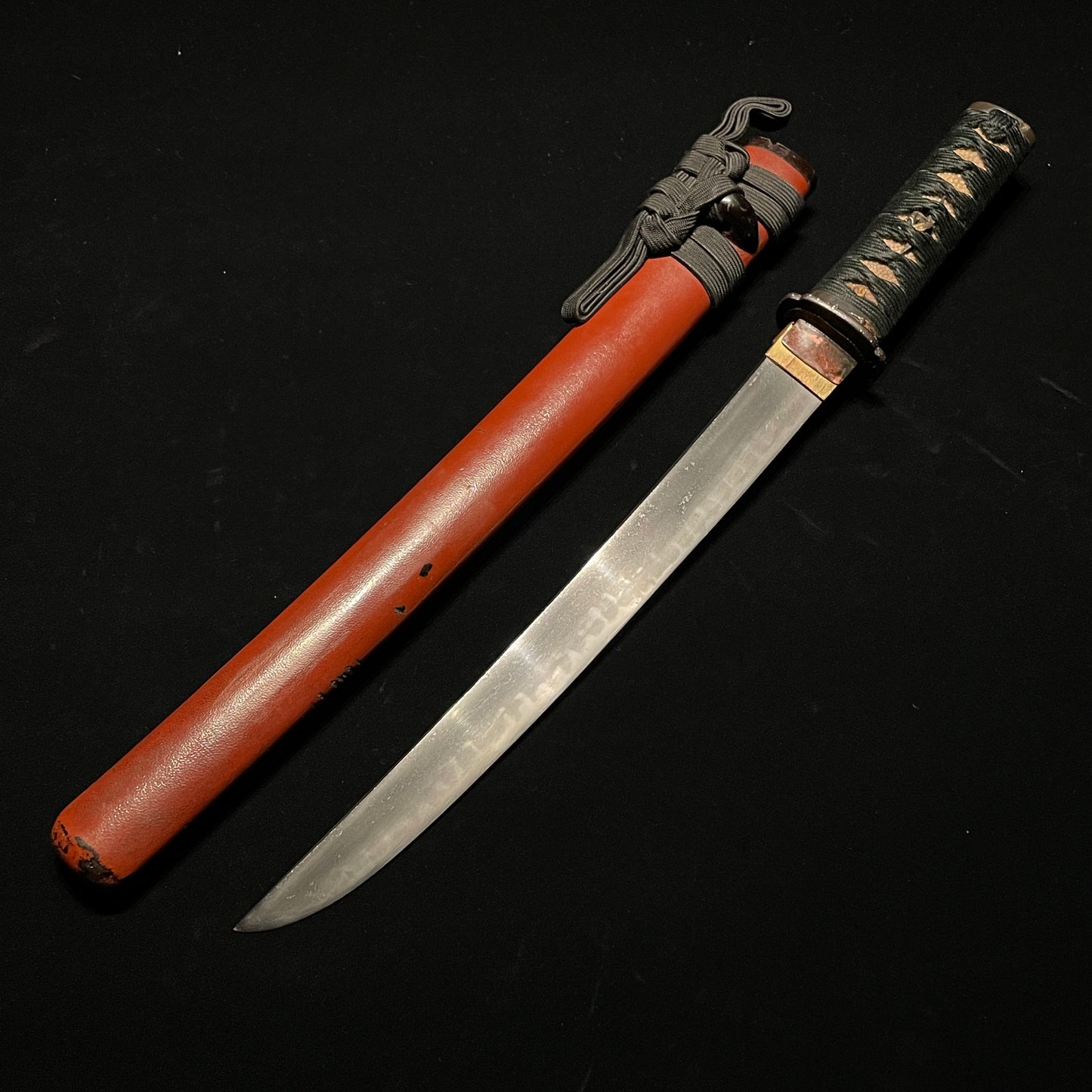 Red Sunnobi-Tanto, Shibuichi Fuchikashira, Edo period mumei