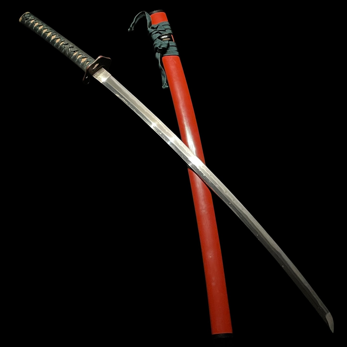 Red KATANA, Noshusekiju Ichimonji 濃州関住一文字 signed, Brass Fuchikashira