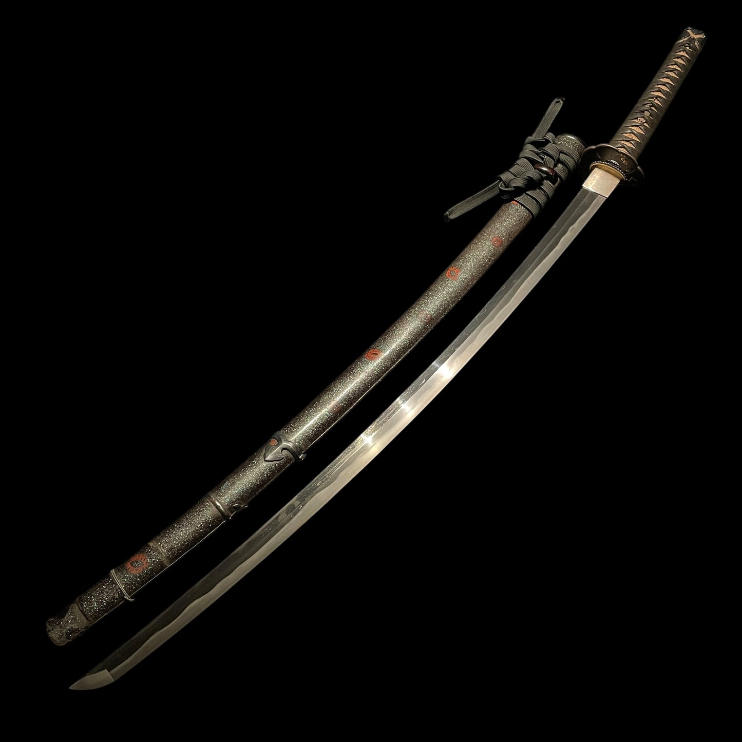 Handachi Koshirae 半太刀拵 KATANA, Umetada 埋忠 signed Tsuba, Aogaichirashi Saya 青貝散鞘