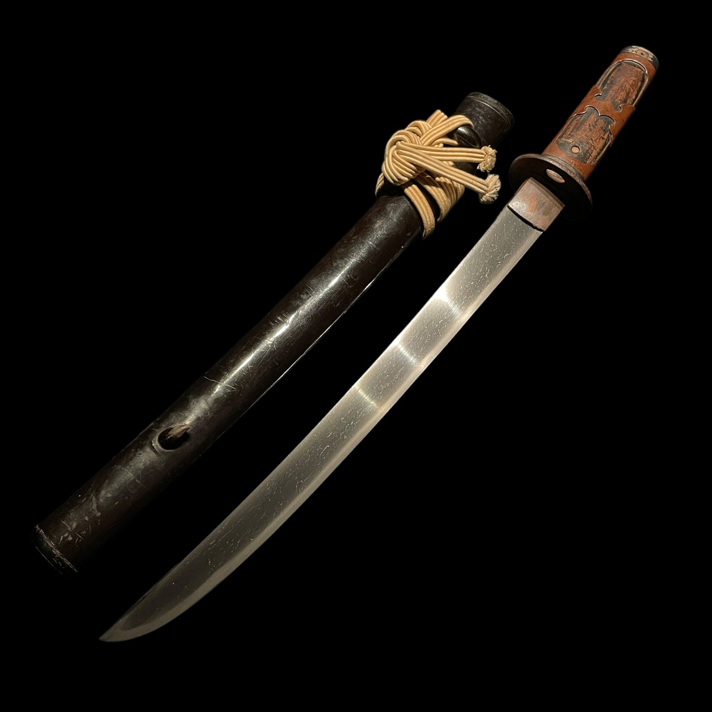 Hirazukuri Wakizashi 平造脇差, Ukyozuka 右京柄, with Shirasaya, Edo period mumei