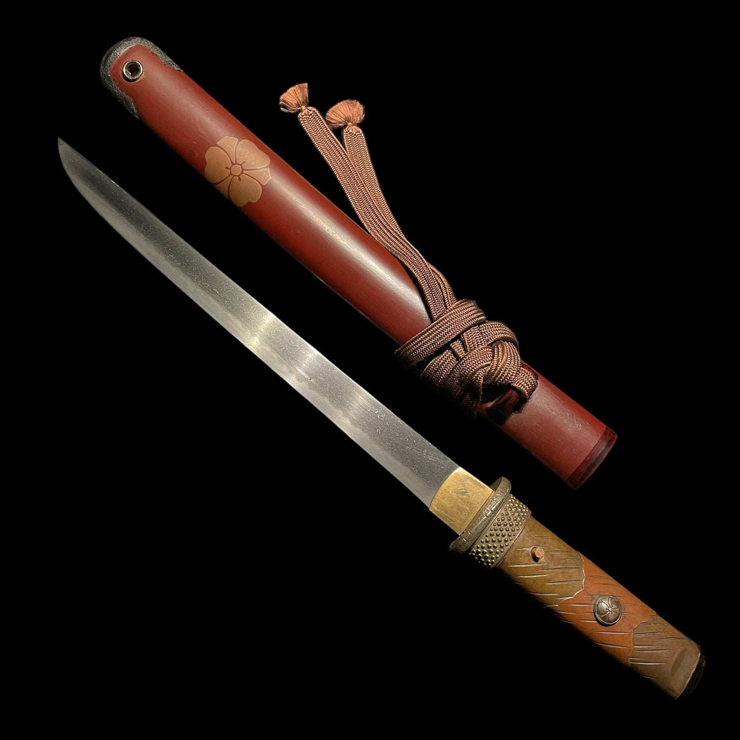 Red YOROIDOSHI 鎧通 Tanto, Thick blade, Edo period mumei