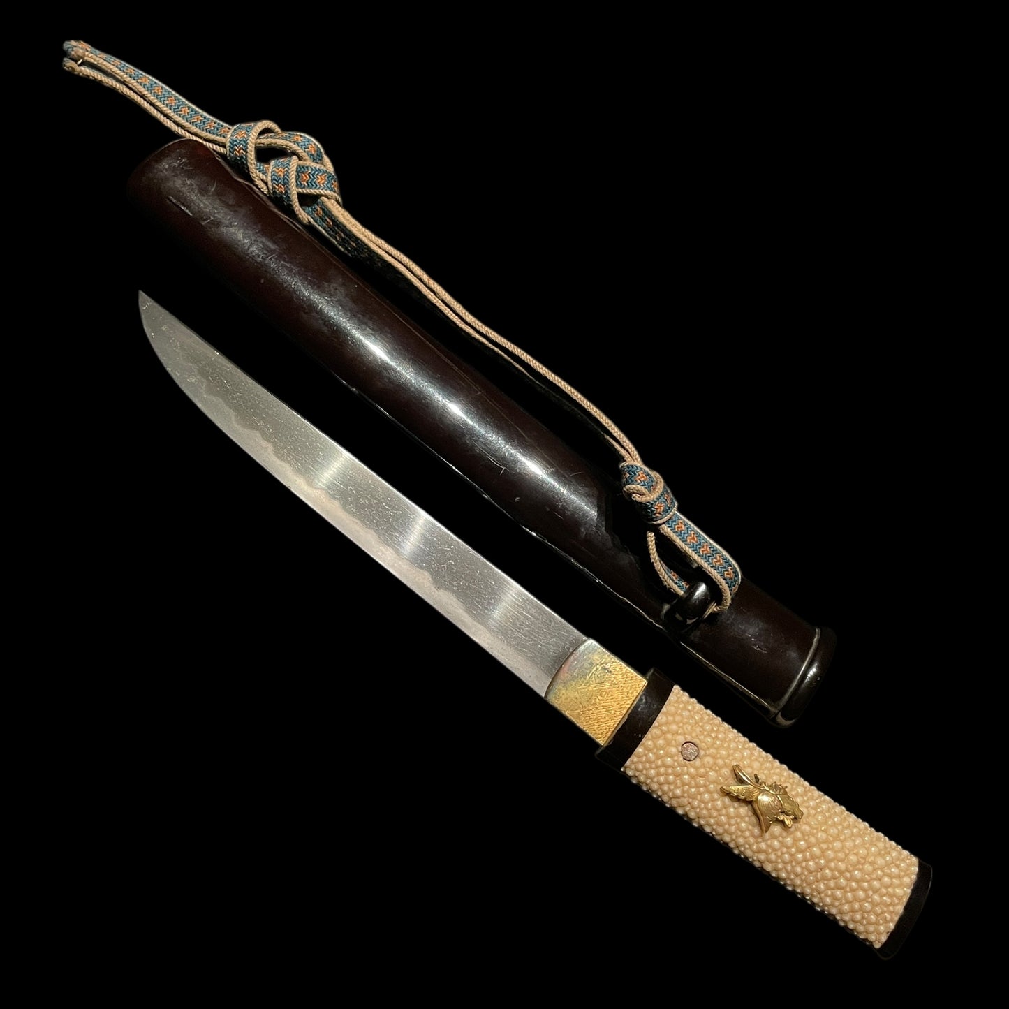 Aikuchi Style TANTO, Butterfly menuki, Late Edo period mumei