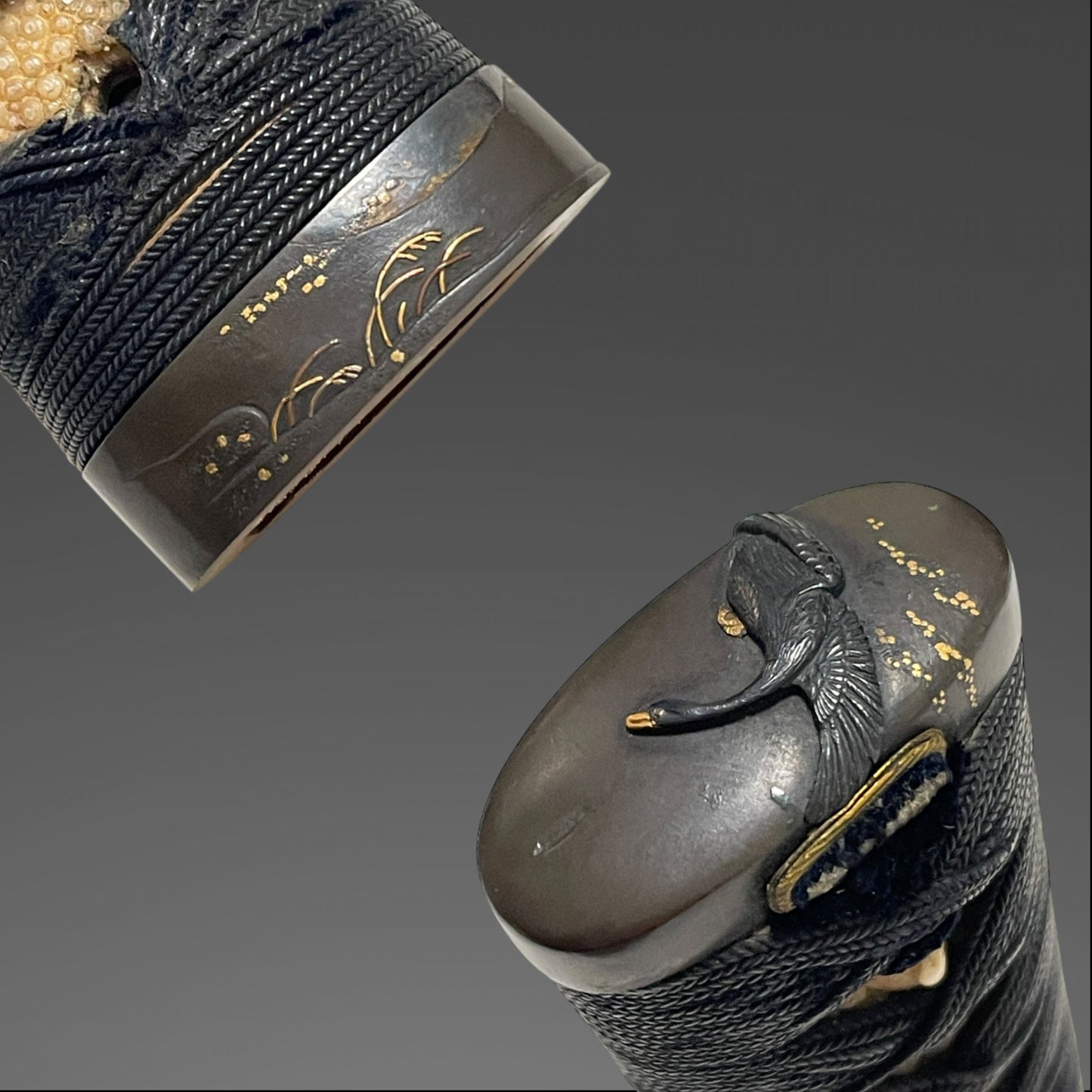 Tiger Menuki Wakizashi with Kozuka, Moon and Geese Fittings, Edo period mumei