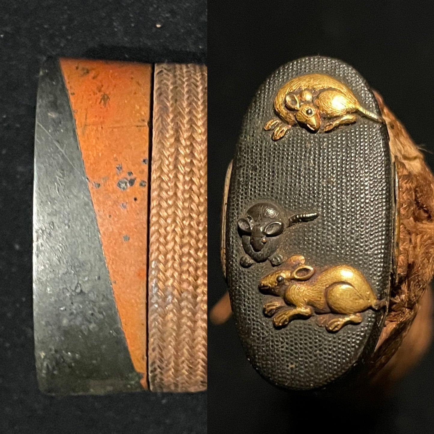 Kanmuri-Otoshi 冠落造 Wakizashi, Katsumitsu 勝光 signed, Mouse Kashira