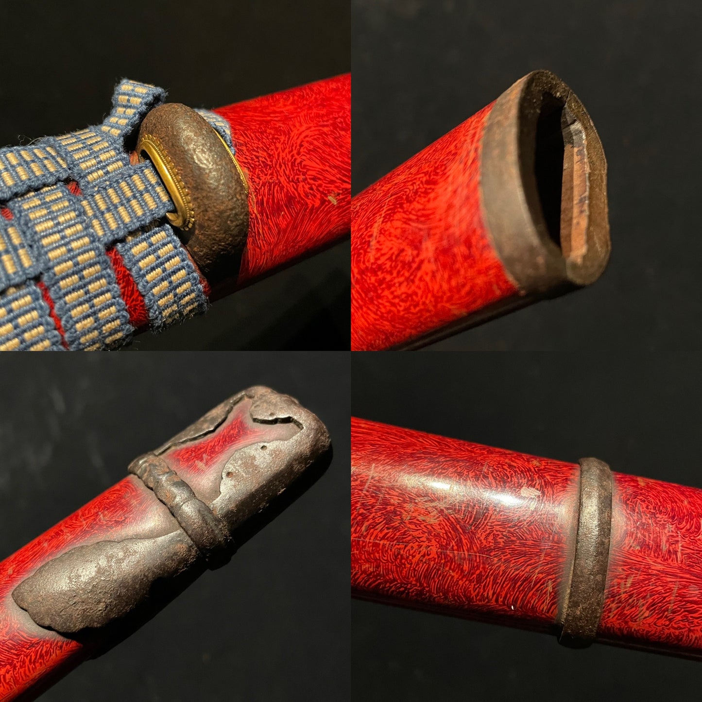 Daishō 大小, Red Handachi Koshirae 朱鞘半太刀拵え, KATANA and WAKIZASHI