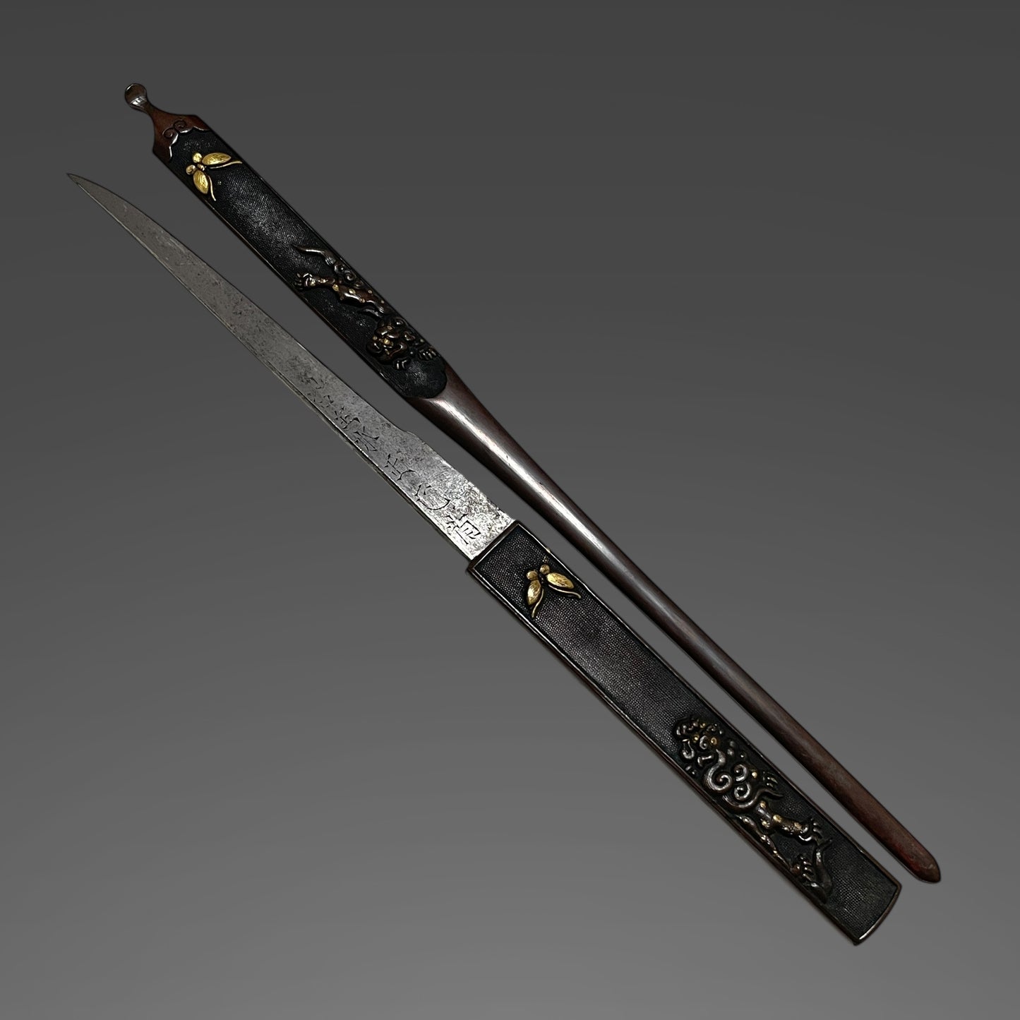 High-grade fittings Wakizashi, Ishiguro Masatsune signed Fuchi, with Kozuka Kogai