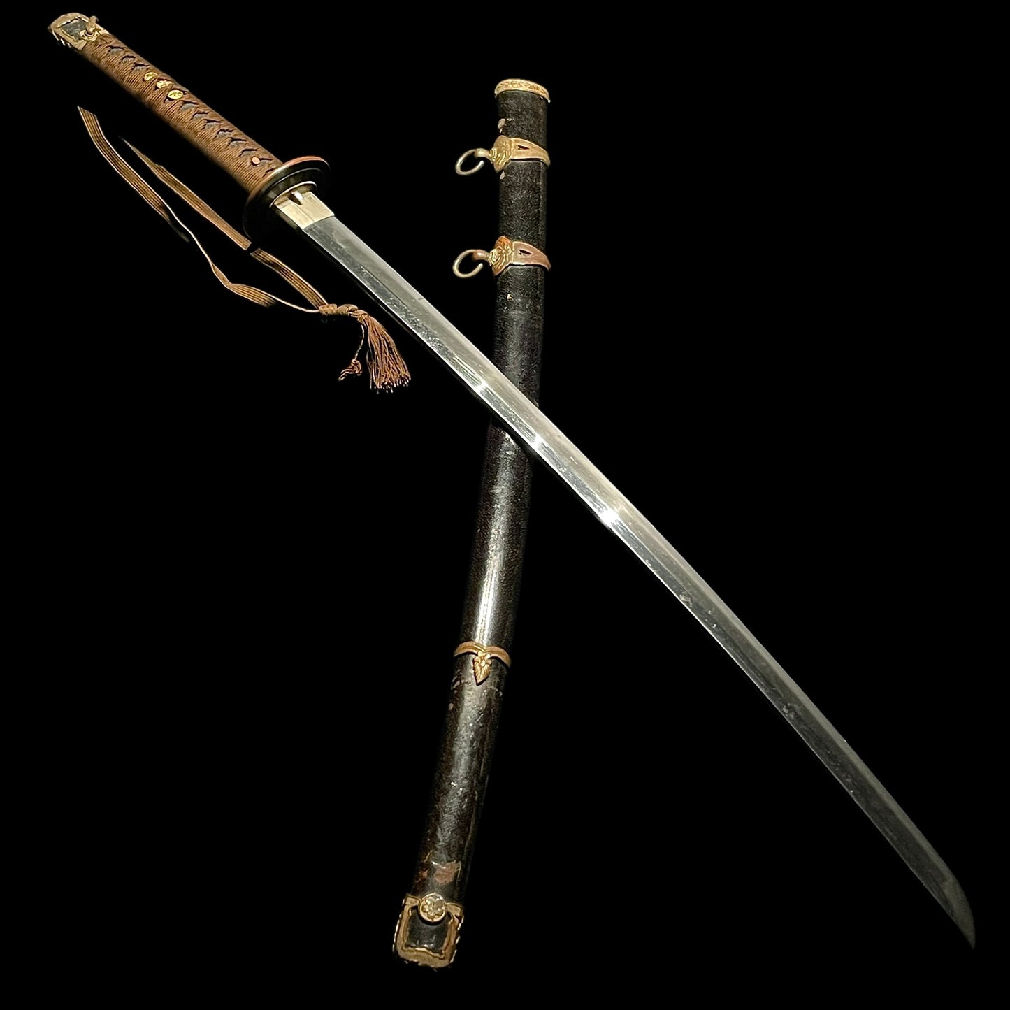 NAVY GUNTO 海軍刀, Rayskin Scabbard, with Tassel, WW2 Original, Japanese Officer Sword