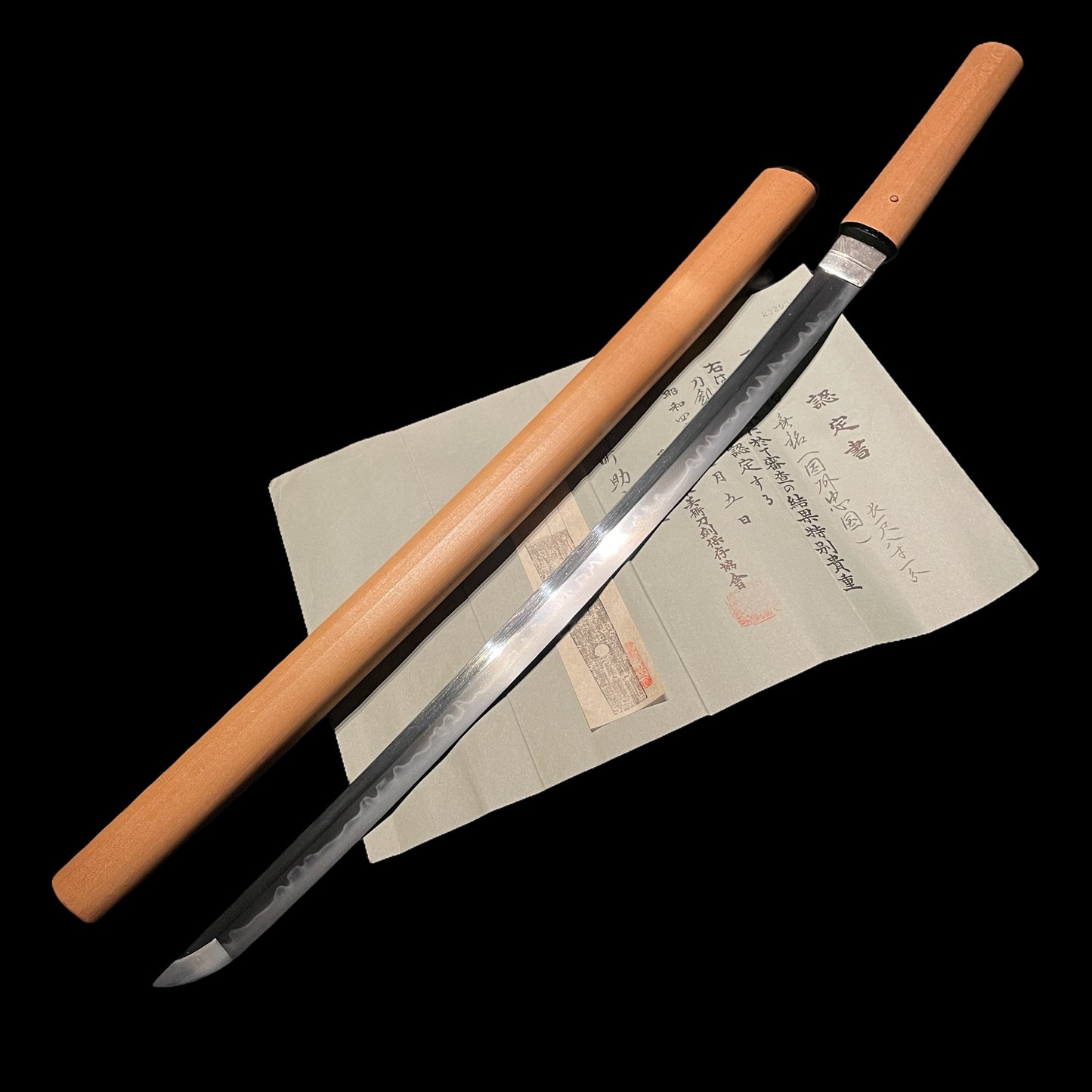 Inshu Tadakuni 因州忠国 Long Wakizashi,Gunome-Choji Hamon 互目丁子刃文,  NBTHK Certificate