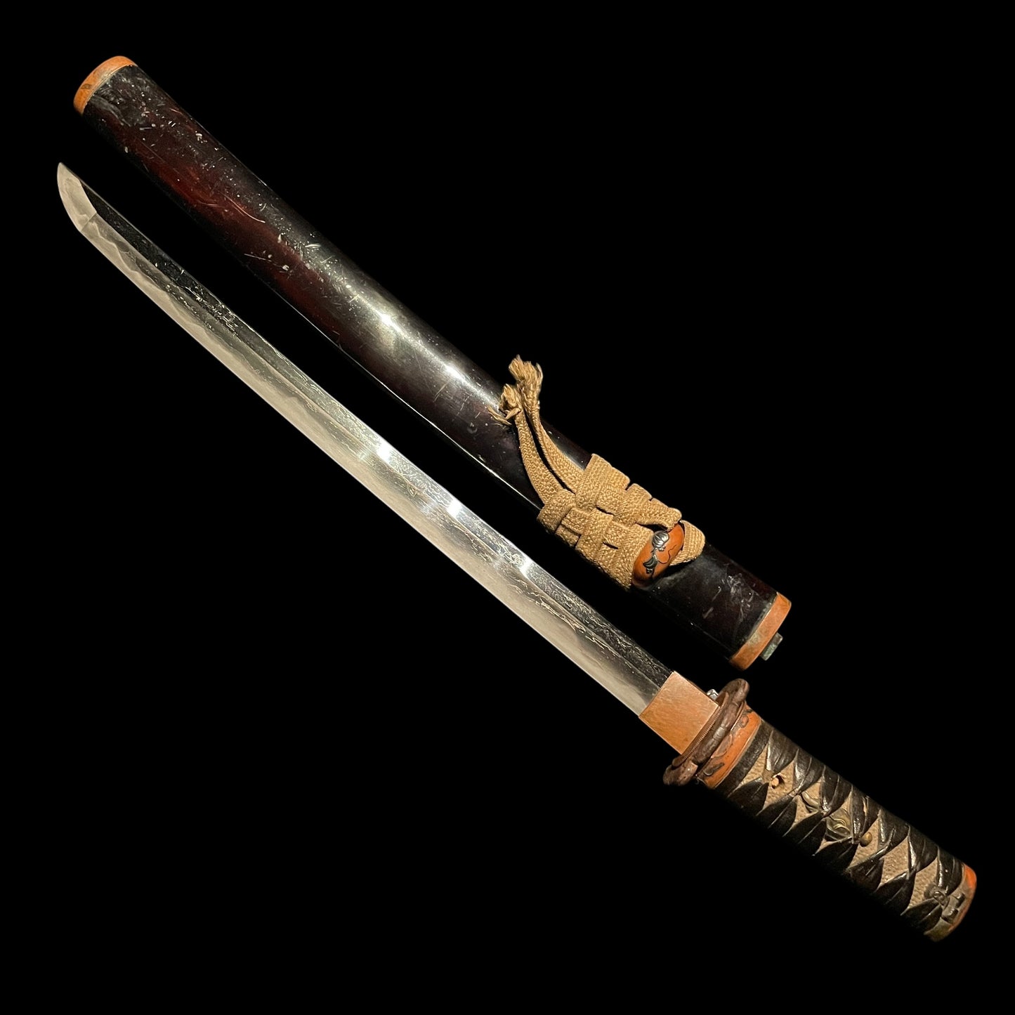 Copper Fittings TANTO, Kanji 漢字 Kozuka, Homarekizu 誉傷, Edo period mumei