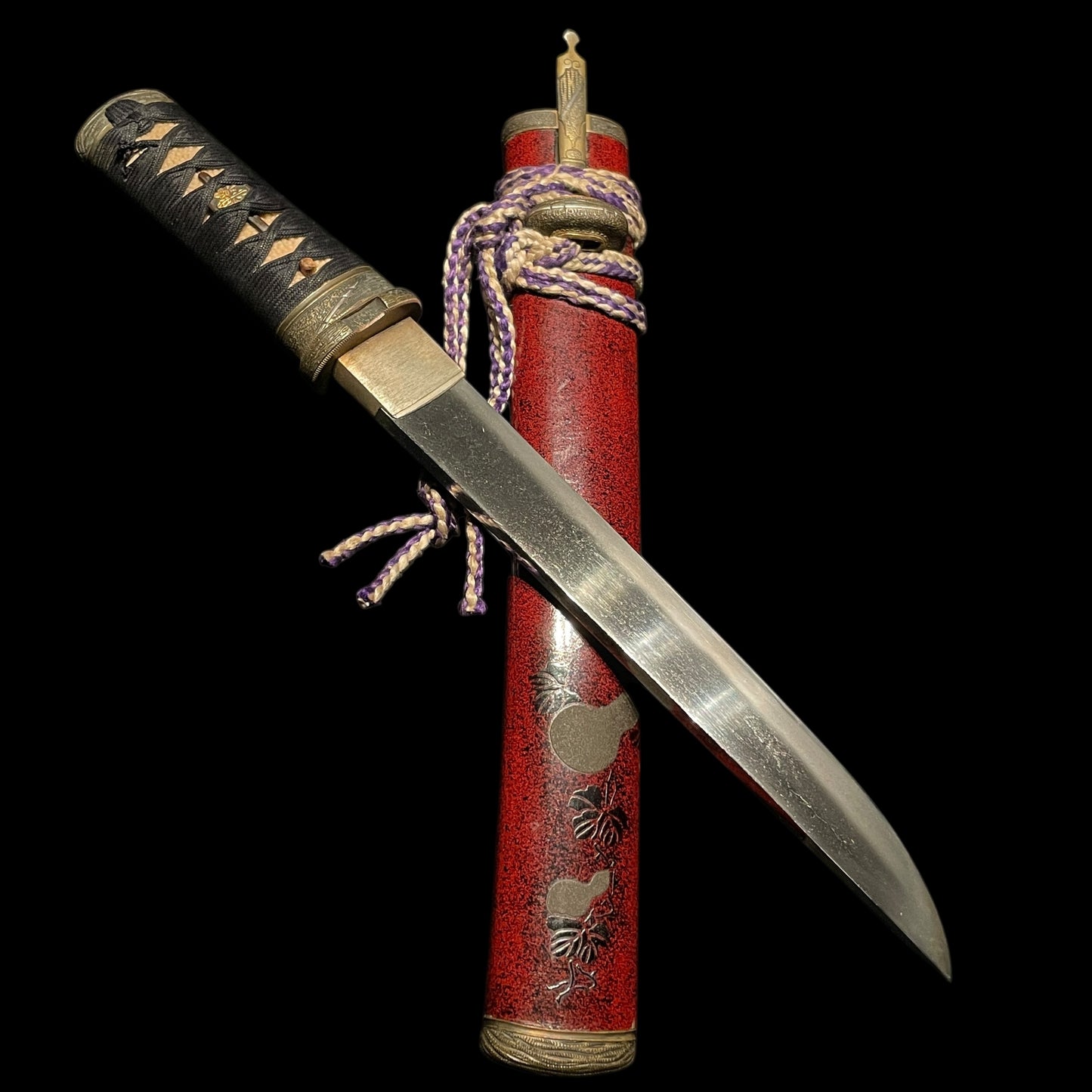 Red TANTO Matsushiro Koshirae 松代拵, with Kozuka Kogai, Late edo period
