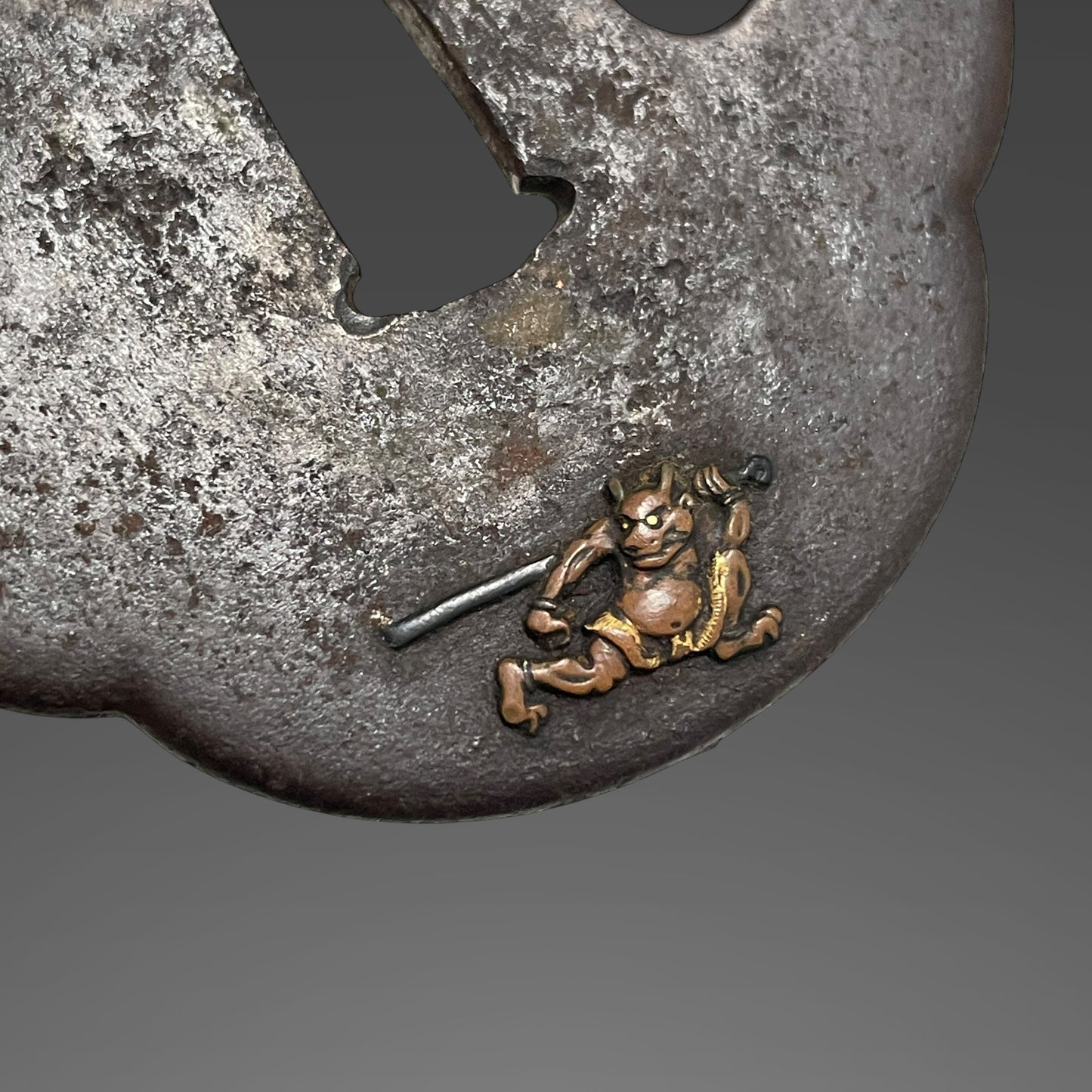Setsubun Mamemaki Tsuba 節分豆撒き図鍔, Dragon Fuchikashira Wakizashi, Edo period mumei