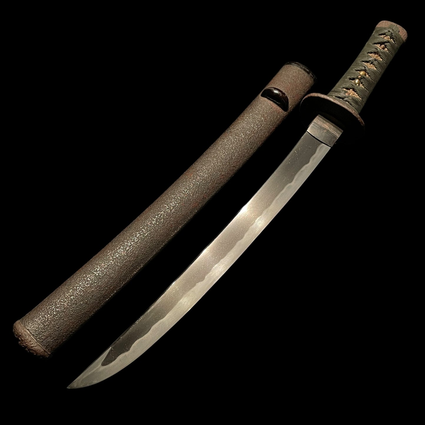 Sunnnobi-TANTO 寸延短刀, Puppy Tsuba and Tiger Kozuka, Late Edo period mumei