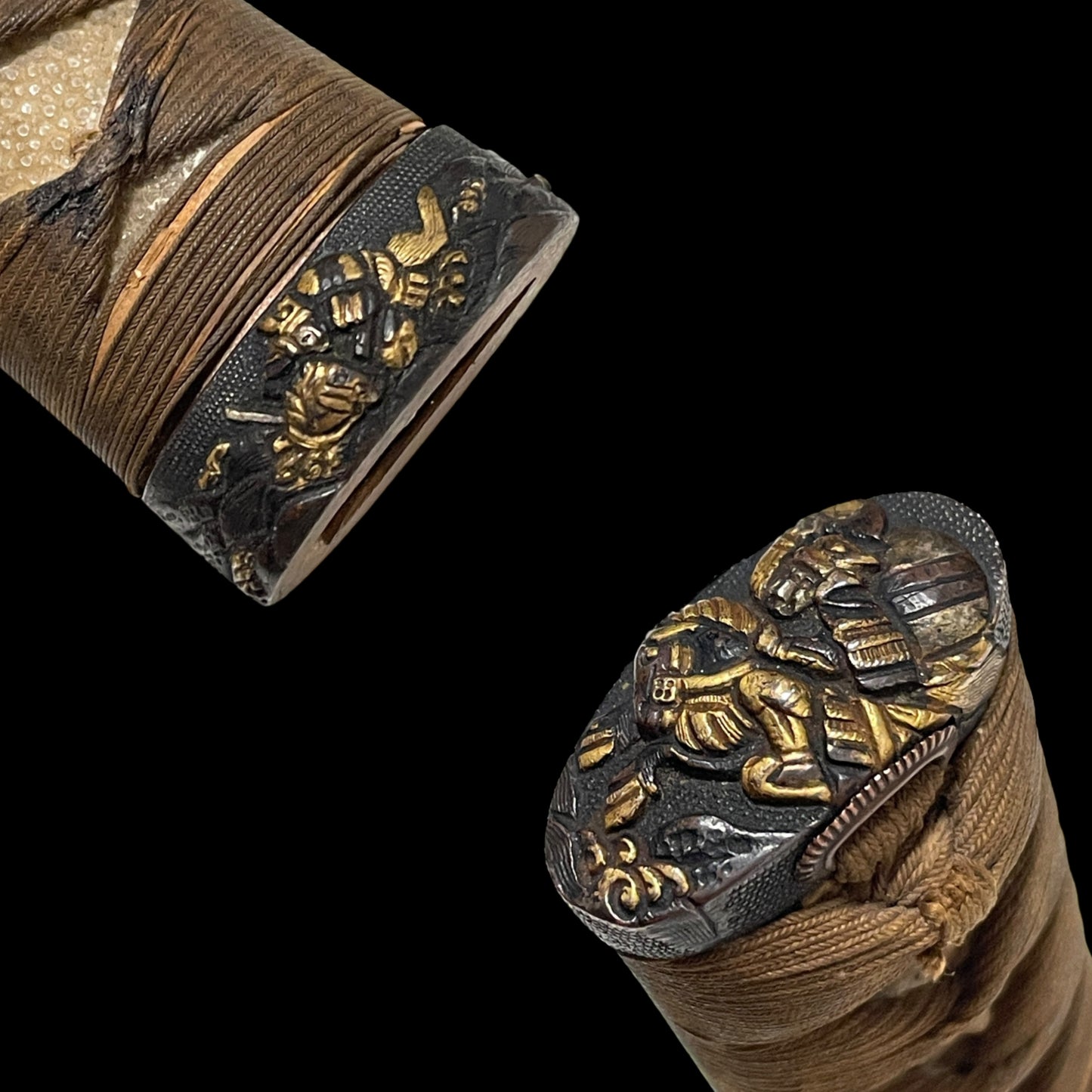 Short Wakizashi, Musha Fuchikashira 武者縁頭, Edo period mumei