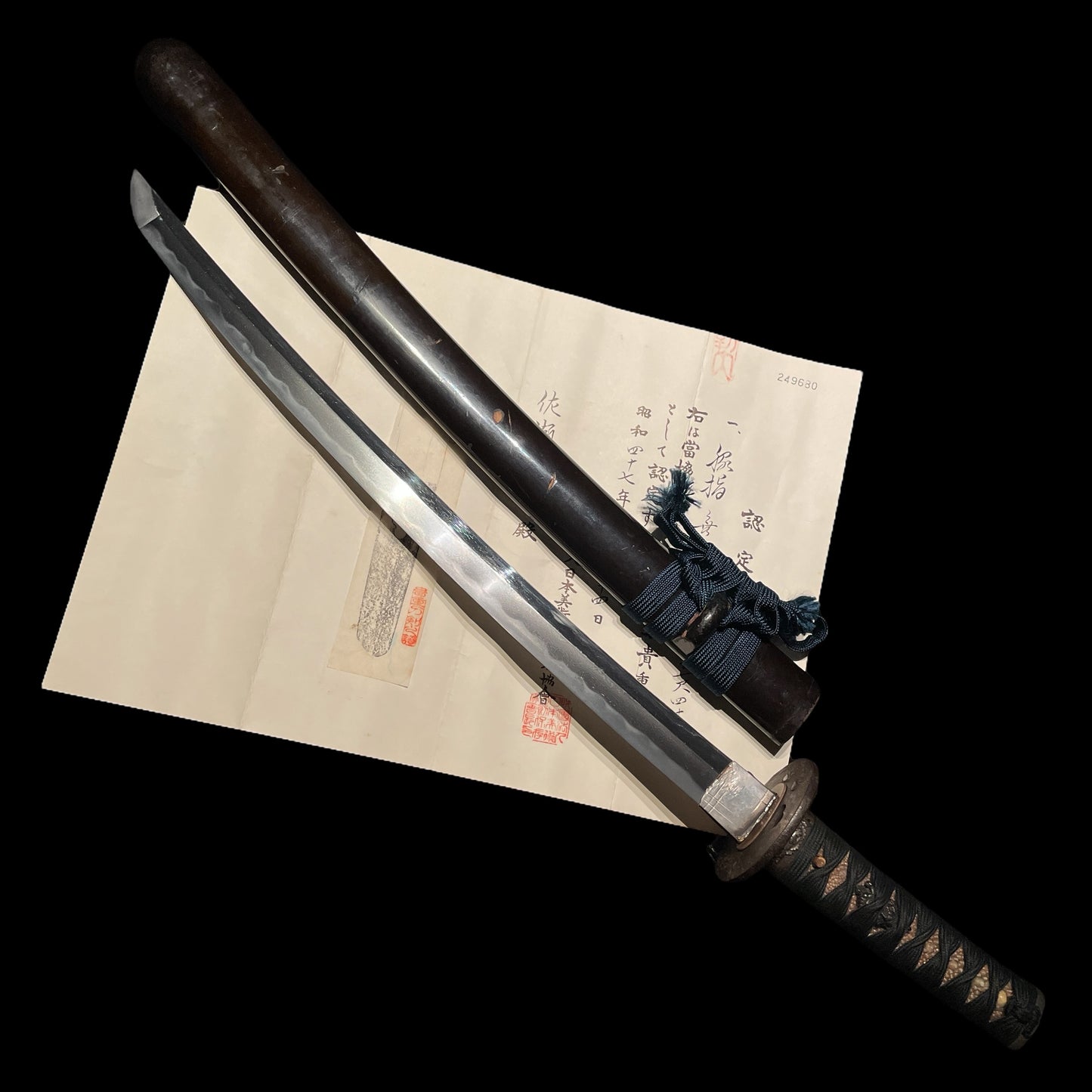 Peony Fittings Takada 高田 Wakizashi, Early Edo period, NBTHK Certificate