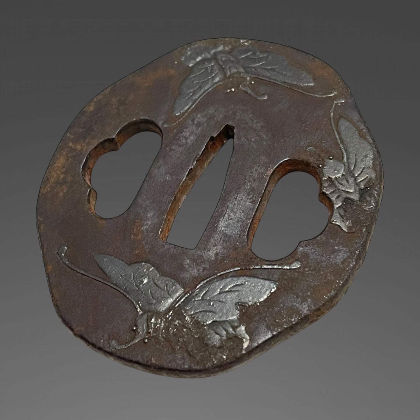 Butterfly Fittings Long Wakizashi, Kozuka Kogai, Rugged Blade, Edo period mumei