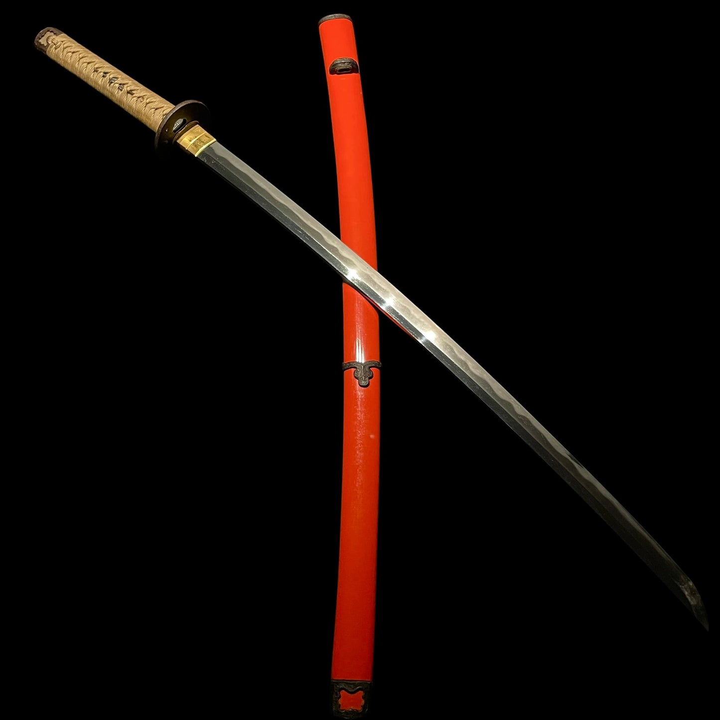 Red Handachi-Koshirae KATANA, Mt.Fuji Tsuba, Edo period mumei