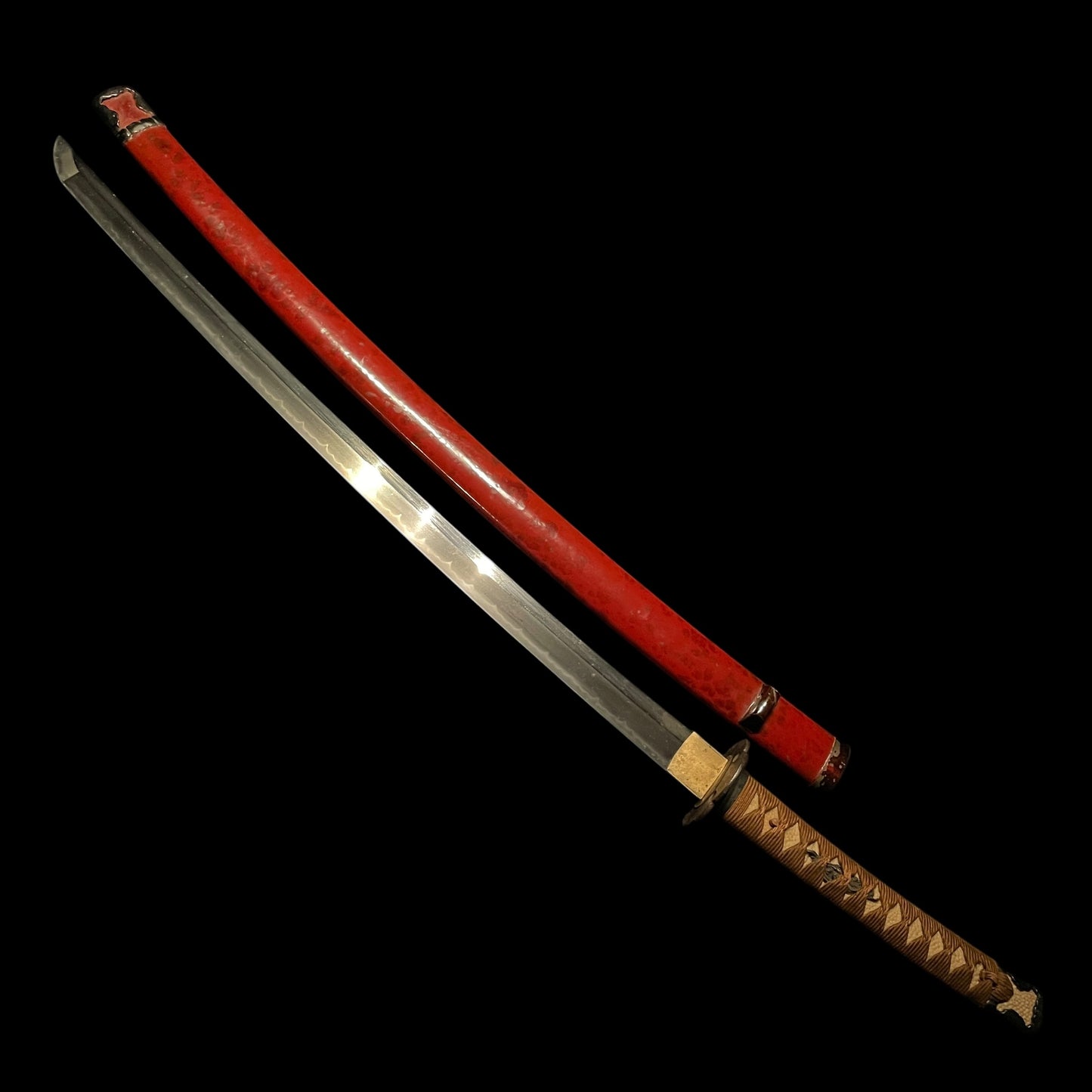 Red Handachi-Koshirae Wakizashi, Noshusekiju Kaneyoshi 濃州関住兼義 signed, Showa period
