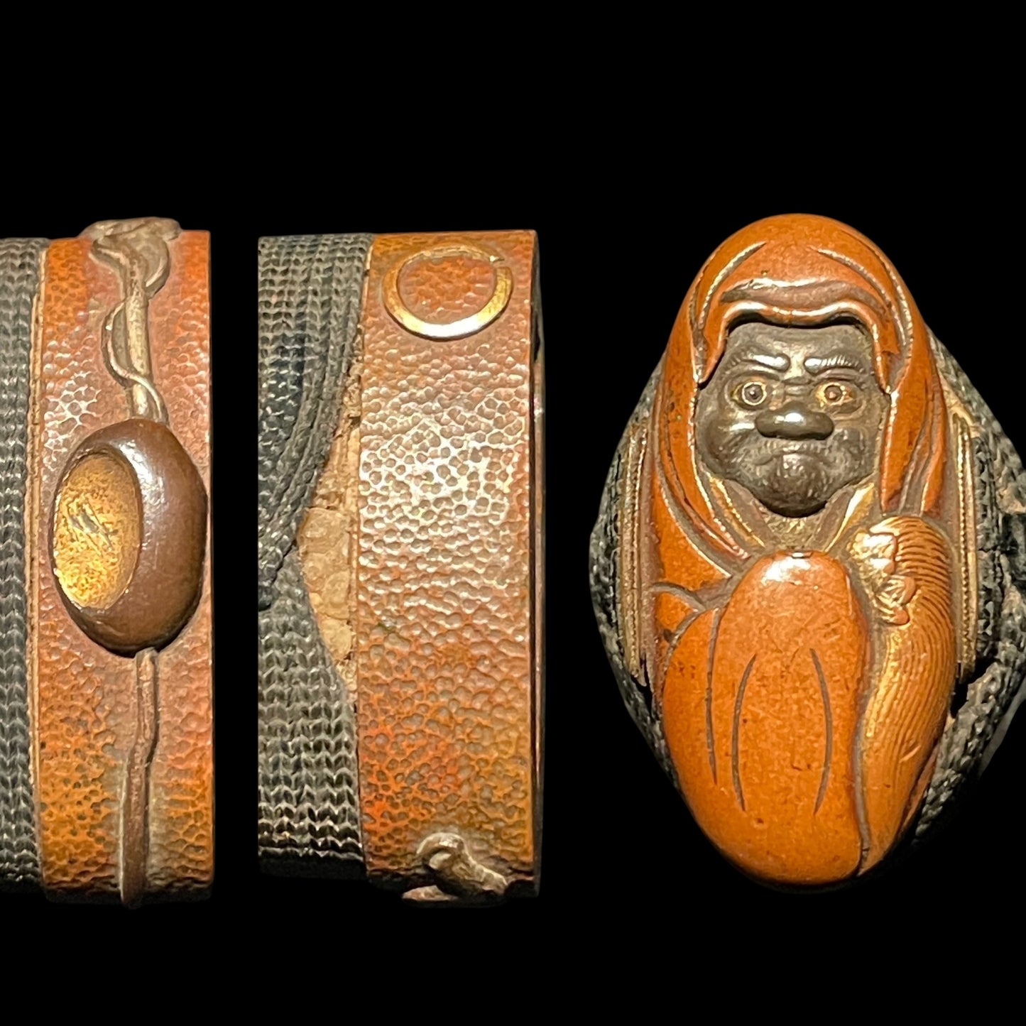 Darum Kashira 達磨頭 TANTO, Copper Fittings, Edo period mumei