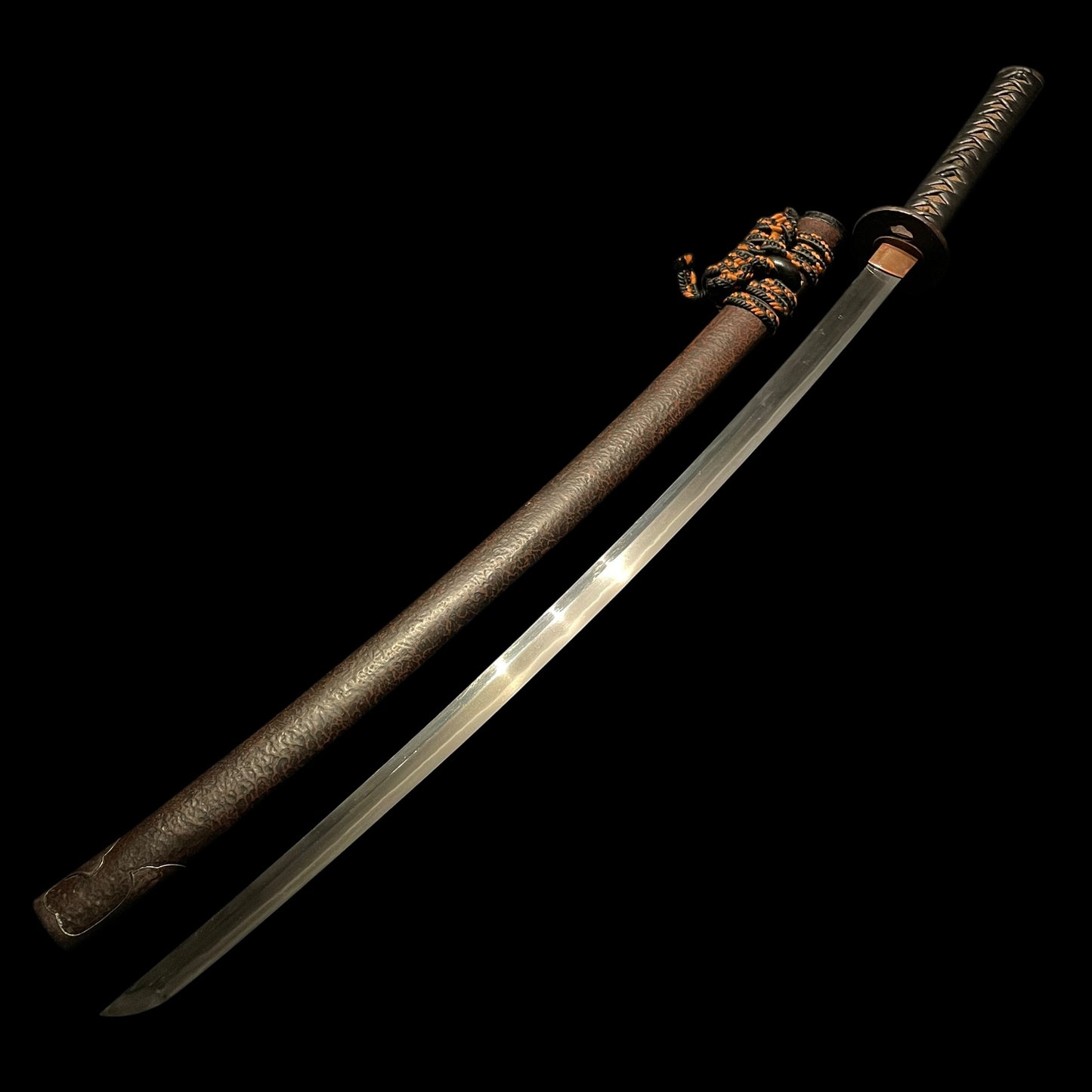 Minamoto Sae 源左衛 signed KATANA, Shakudo Myoga Menuki, Iron Fittings, Muromachi period