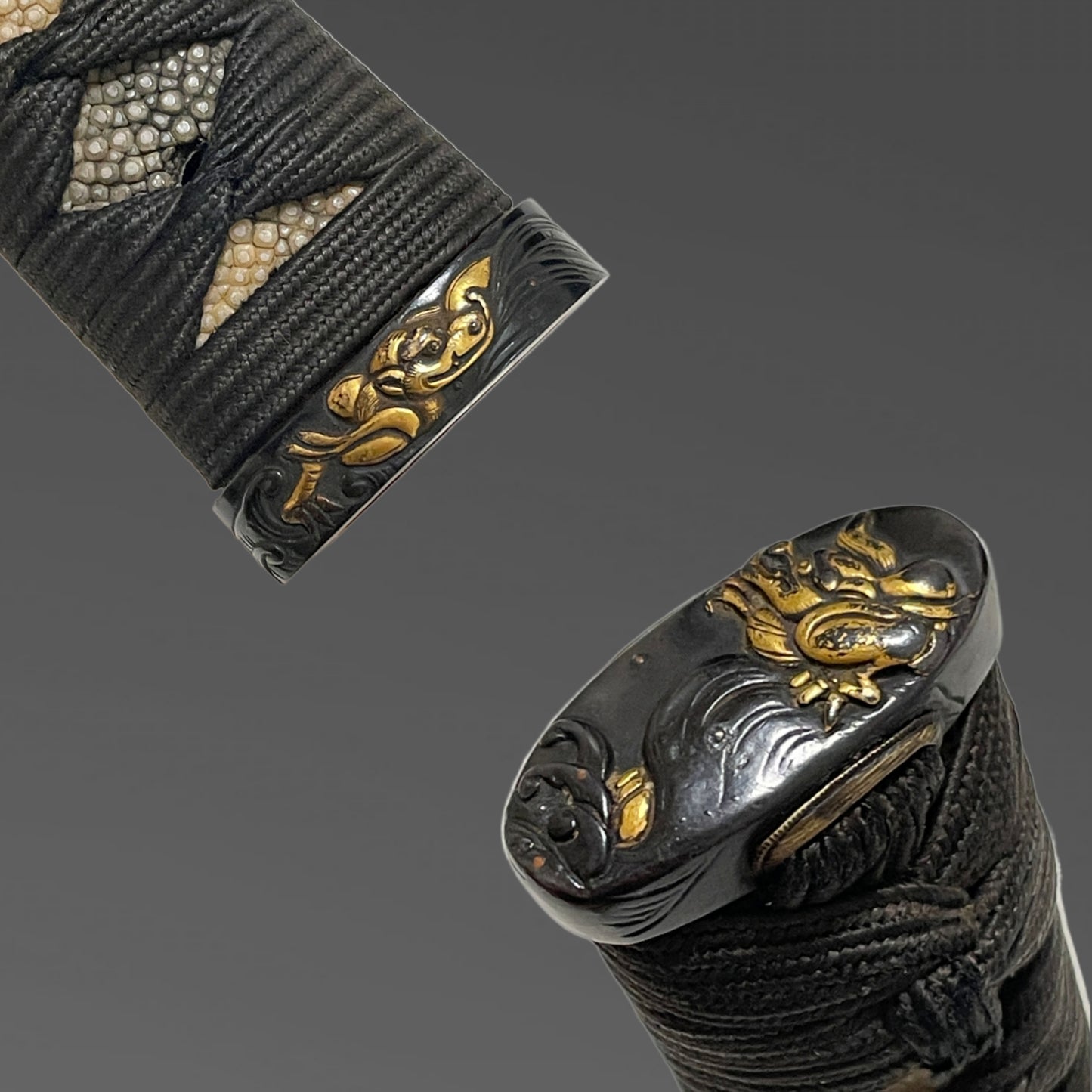 Dragon Fuchikashira Long Wakizashi, Silver Kashu Habaki, Edo period mumei