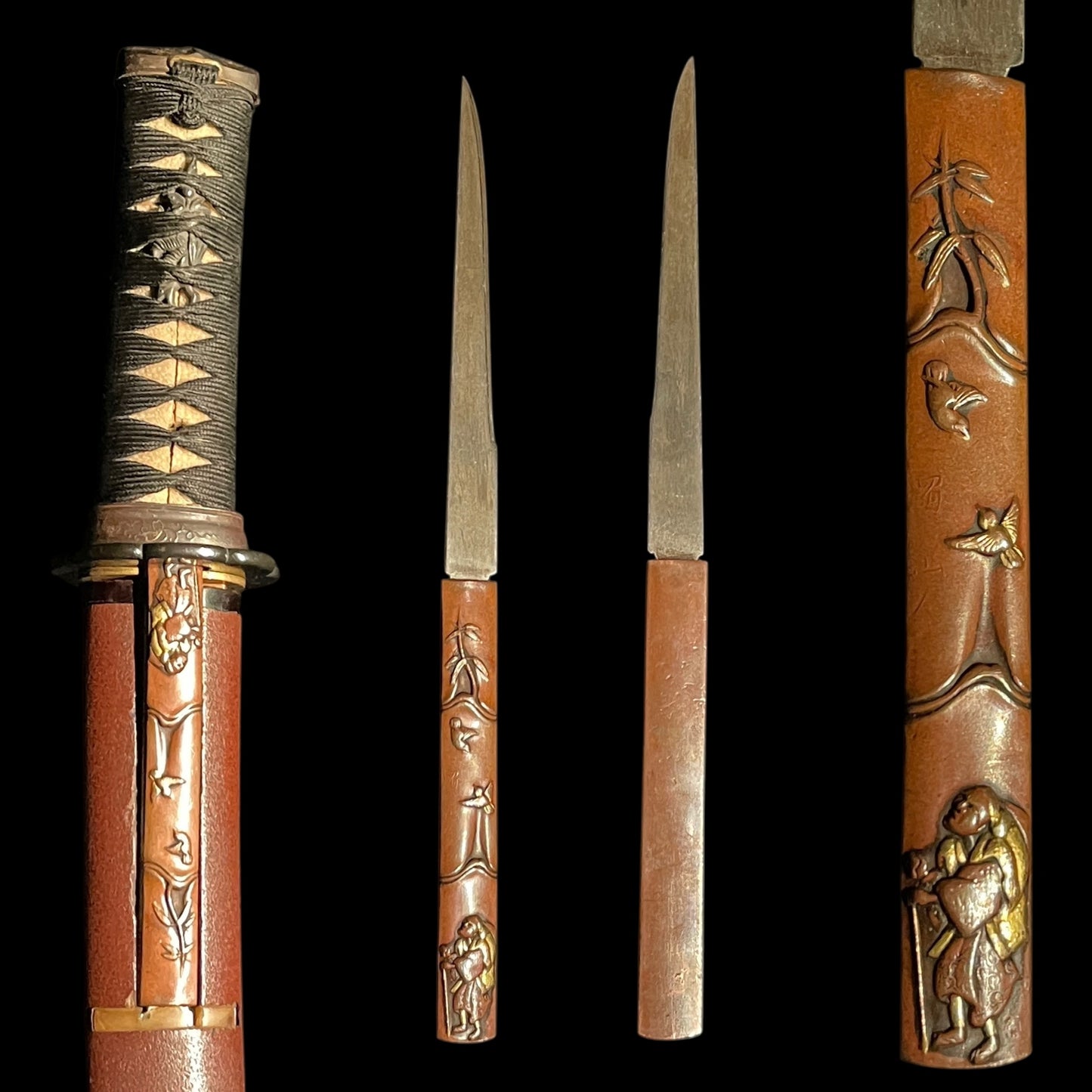 Red TANTO with KOZUKA, Gunome Hamon Thick Blade, Edo period mumei