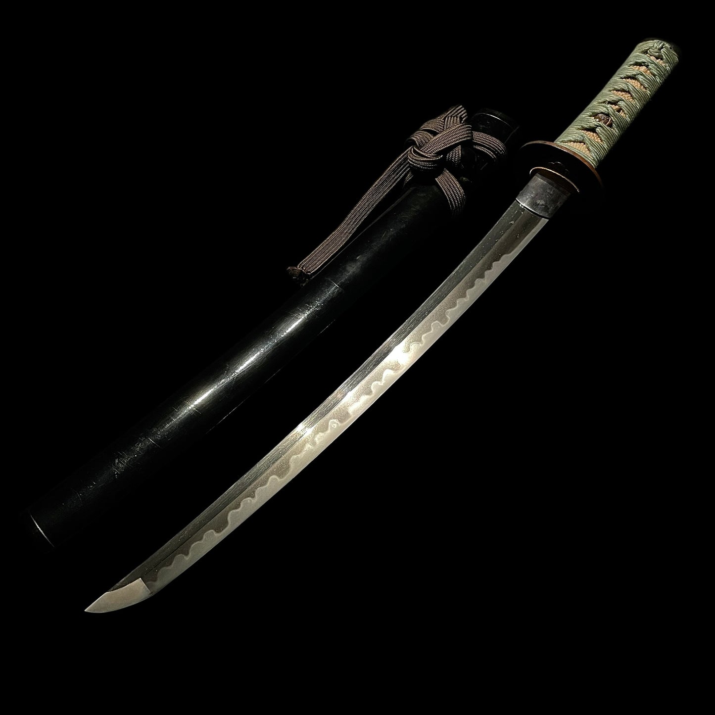 Amazing Hamon Wakizashi, Yokoyama Kozukedaijo Fujiwara Sukesada 横山上野大掾藤原祐定 signed
