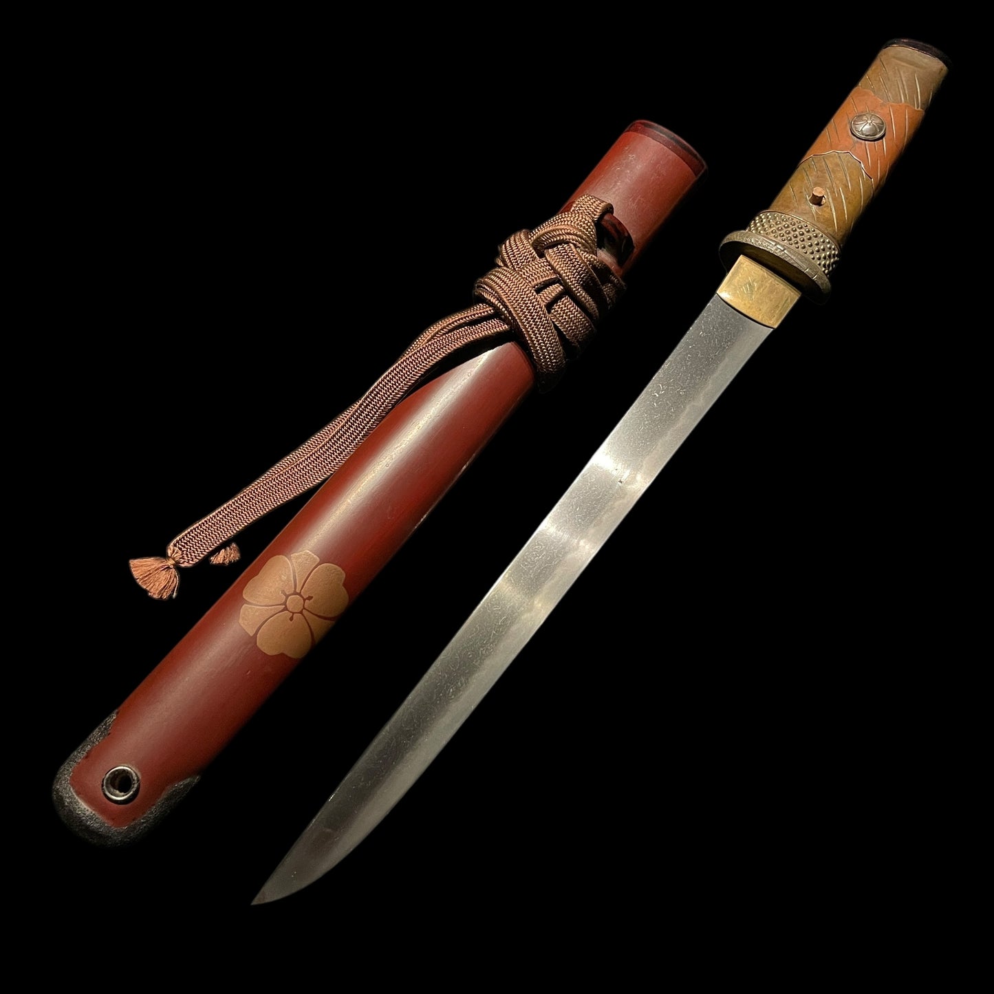 Red YOROIDOSHI 鎧通 Tanto, Thick blade, Edo period mumei