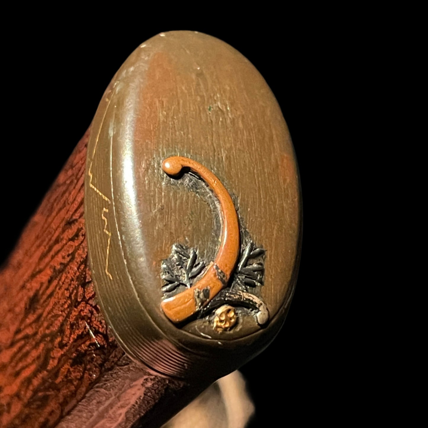 Bizenkoku Tomomitsu 備前國友光 signed TANTO, Yoshioka 吉岡 style Shakudo TSUBA