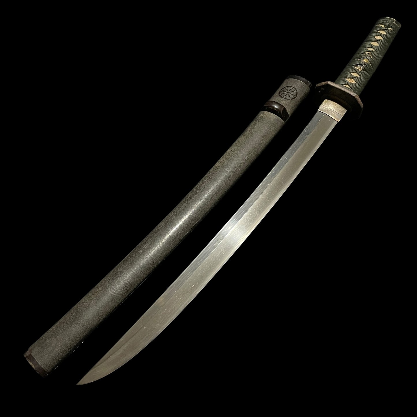 Naginata Naoshi Wakizashi, Kagemakie-Saya 陰蒔絵鞘, Thick Blade, Muromachi period mumei