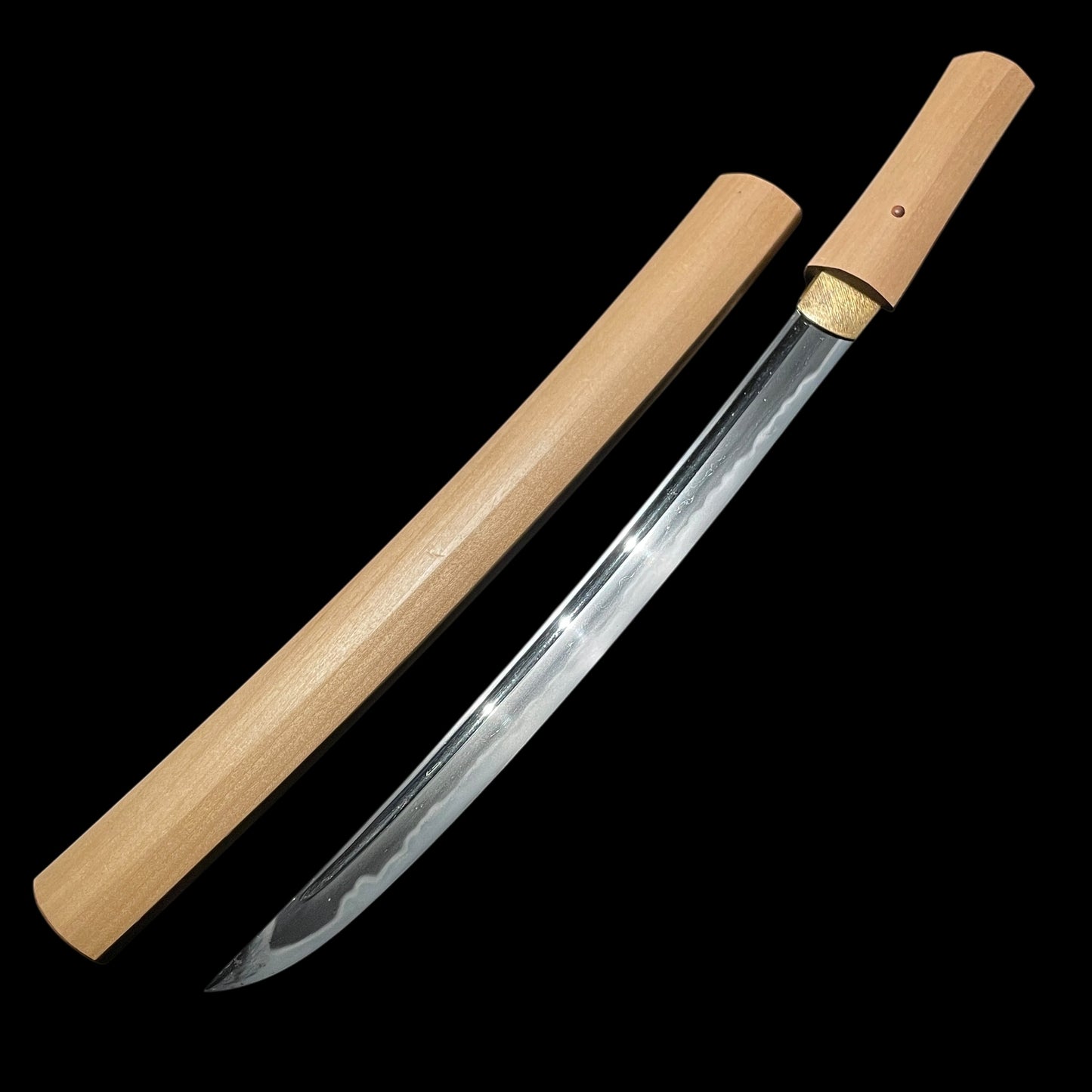 Hirazukuri Wakizashi 平造脇差, Bohi 棒樋 blade, Edo period mumei