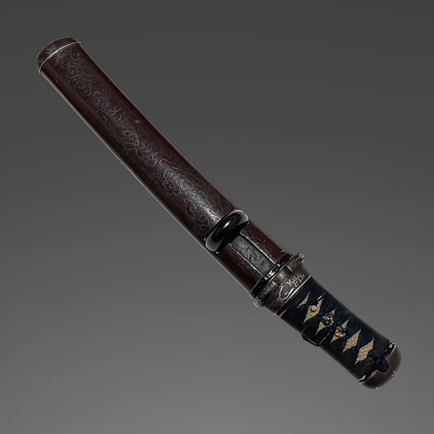 Silver inlay Iron Fittings TANTO, Shishi Menuki 獅子目貫, Edo period mumei