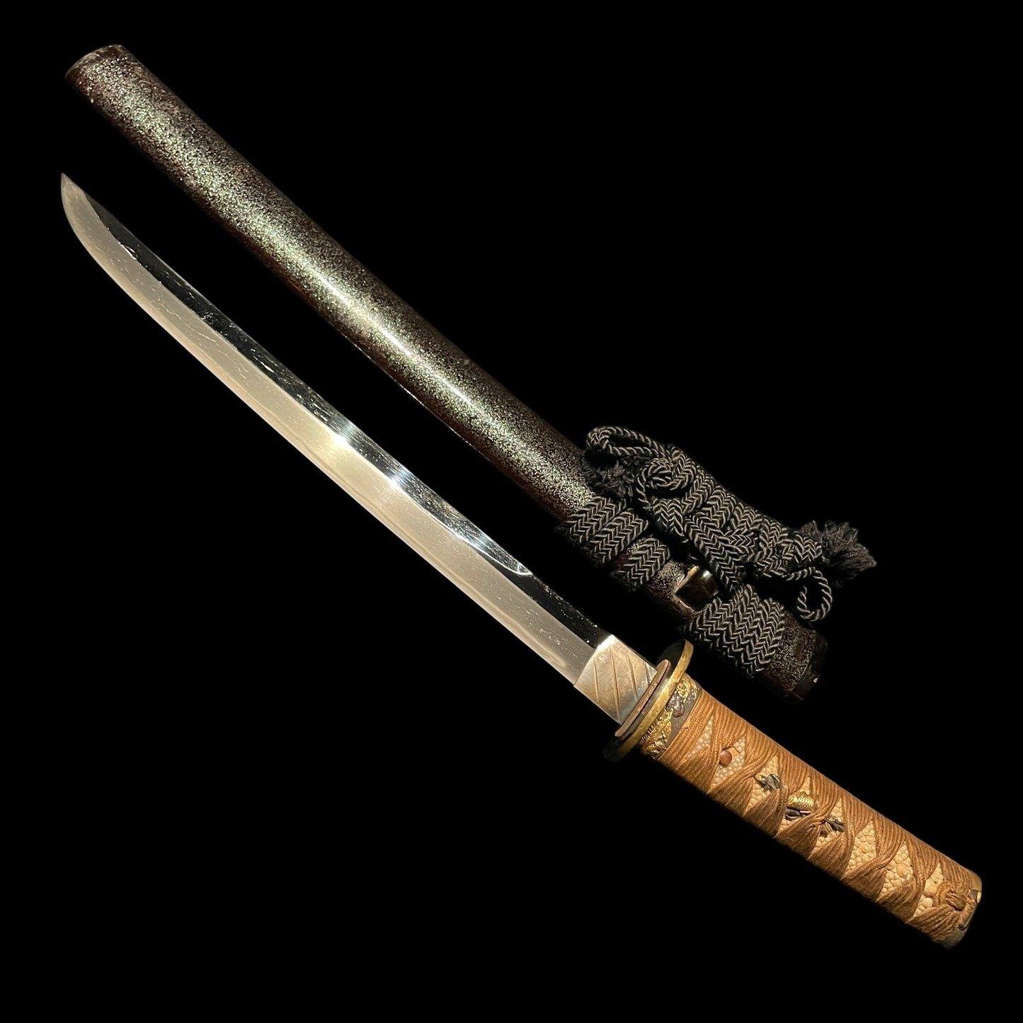 Kanmuriotoshi 冠落とし Wakizashi, Deer Tsuba, Edo period mumei