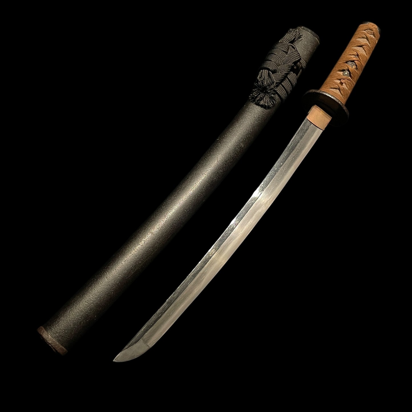 Plum Tsuba Short Wakizashi, Butterfly Fuchi, Edo period mumei