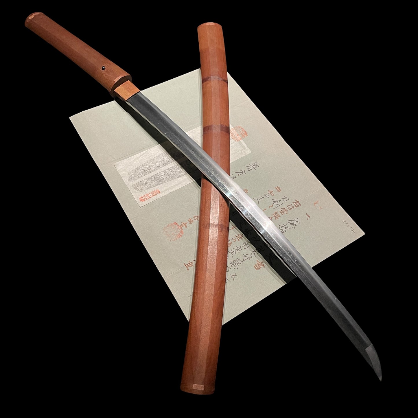 Nanbantetsu 南蛮鉄 Wakizashi, Kaganokami Fujiwara Kanetaka signed, NBTHK Certificate