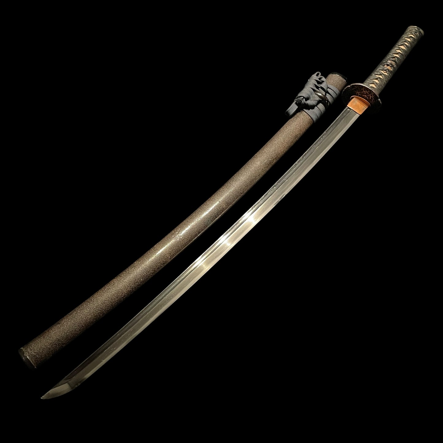 Bohi 棒樋 KATANA, Gold inlay TSUBA, Edo period mumei