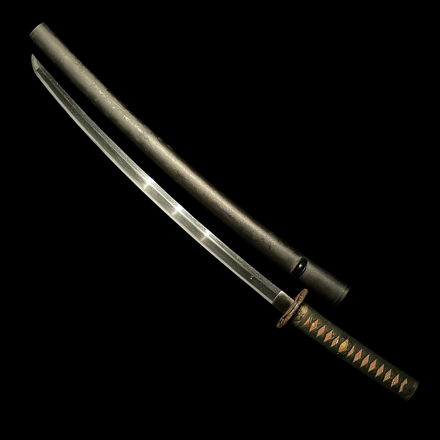 Higonokami Kuniyasu 肥後守国康 signed Long Wakizashi, Waterfowl Brass Fuchikashira, Edo period
