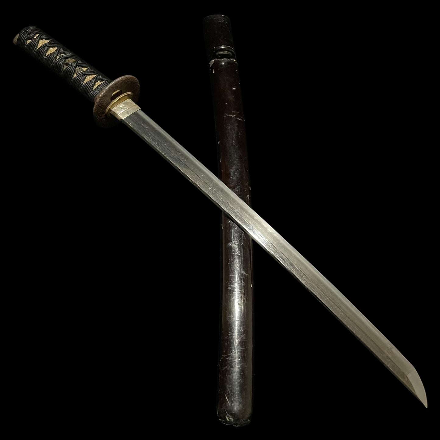 Short Black Wakizashi, Dragon Kashira, Edo period mumei