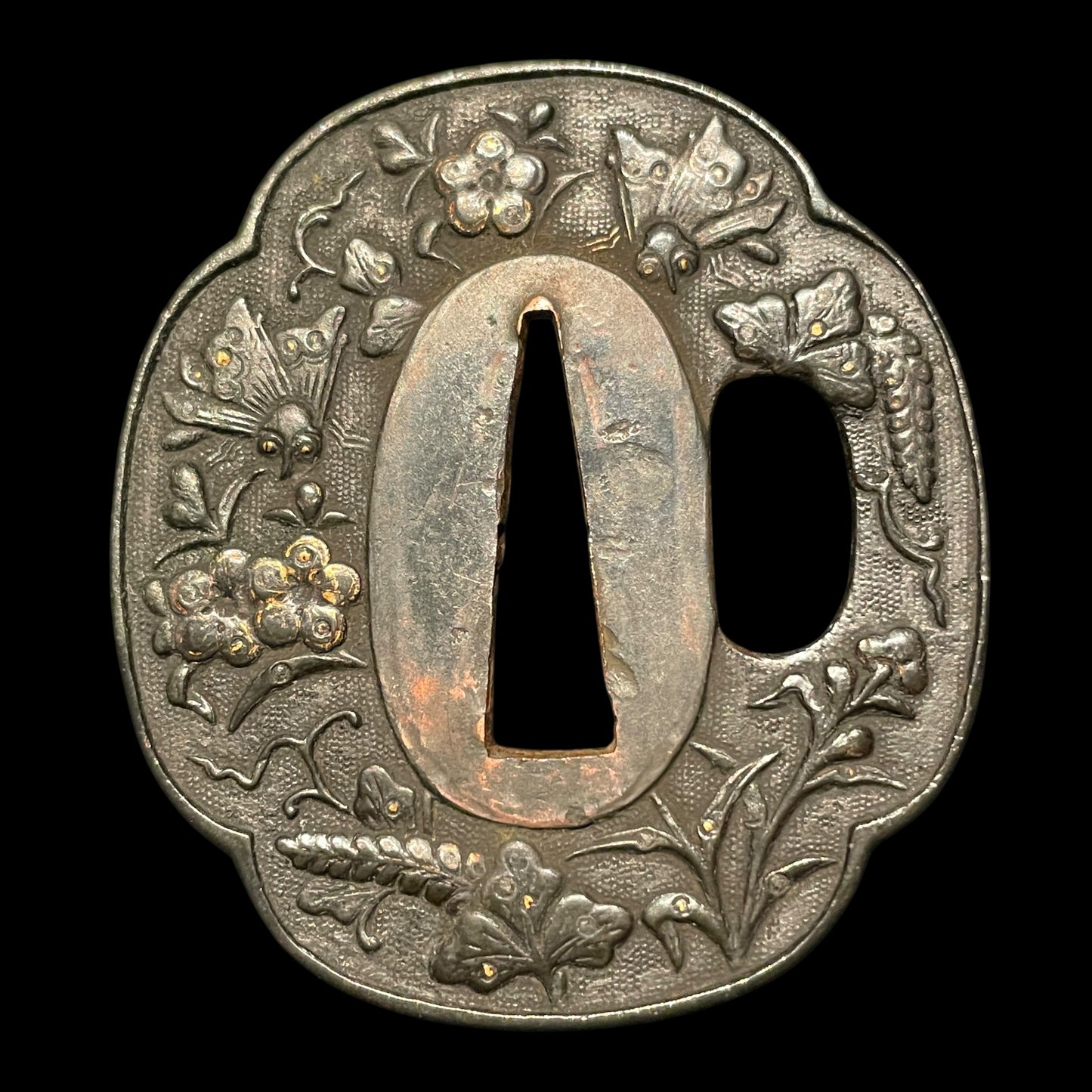 Sunnobi-TANTO 寸延短刀,Kokinko Moth Tsuba, Kabuto Fuchikashira, Edo period