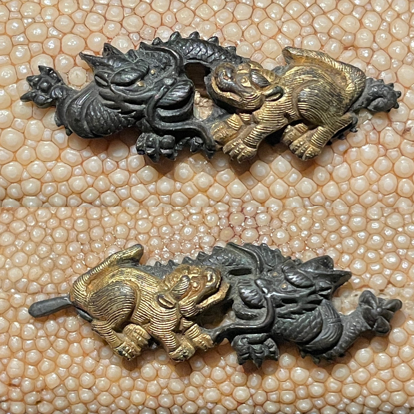 Hirazukuri Red Wakizashi 平造脇差, Dragon Lion Menuki 龍獅子目貫, Edo period mumei