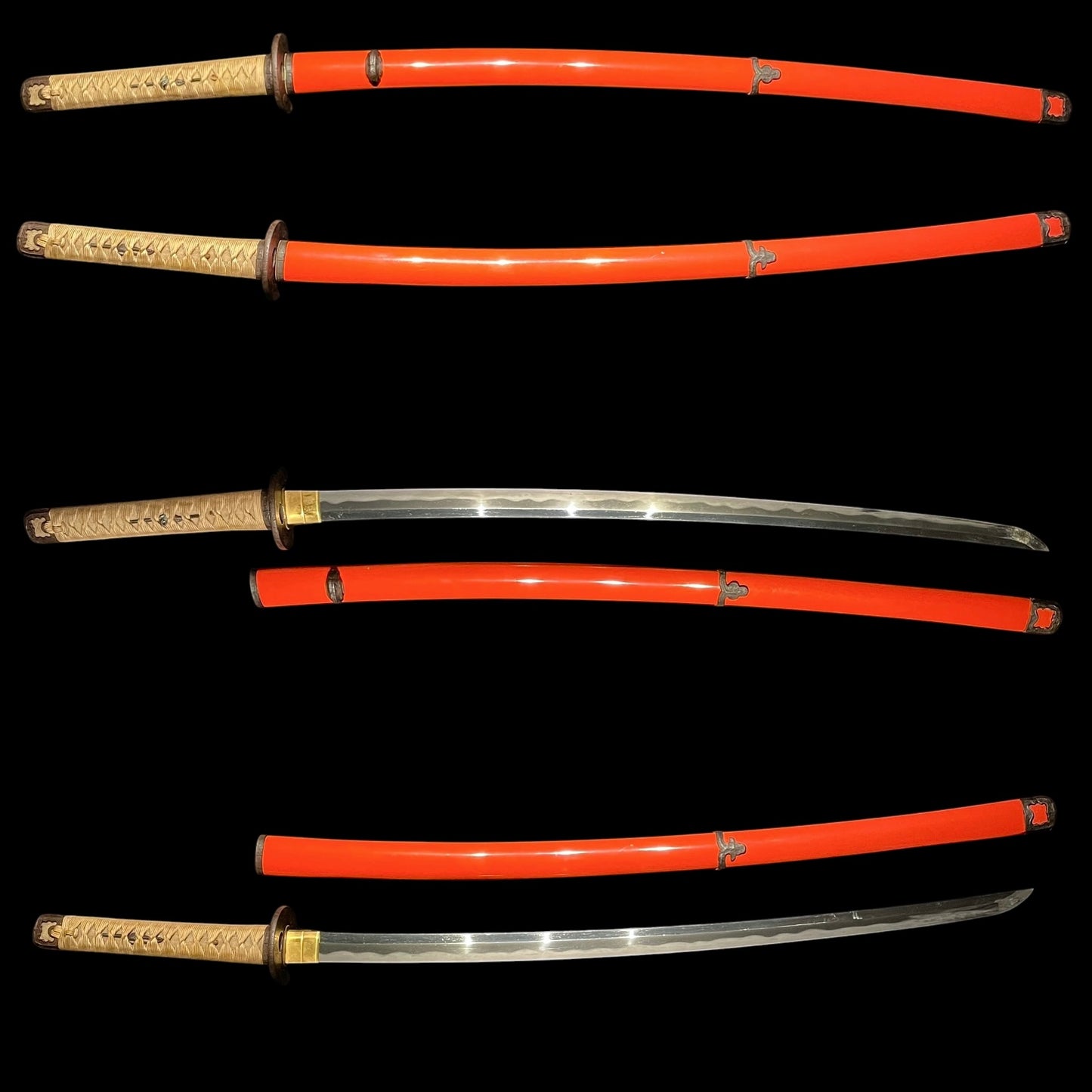 Red Handachi-Koshirae KATANA, Mt.Fuji Tsuba, Edo period mumei