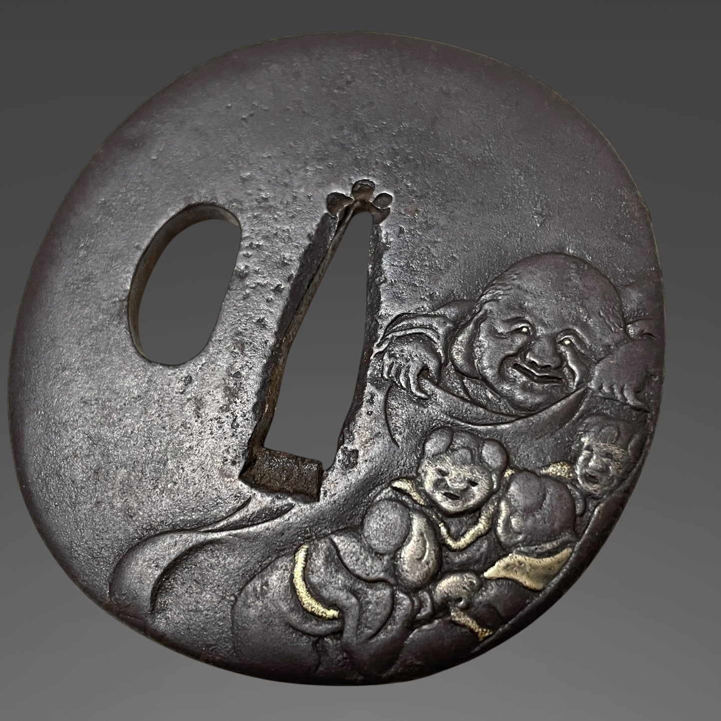 Harimadaijo Tadakuni 播磨大掾忠國 signed Wakizashi, Dragon Fuchi, Hotei Tsuba, Edo period